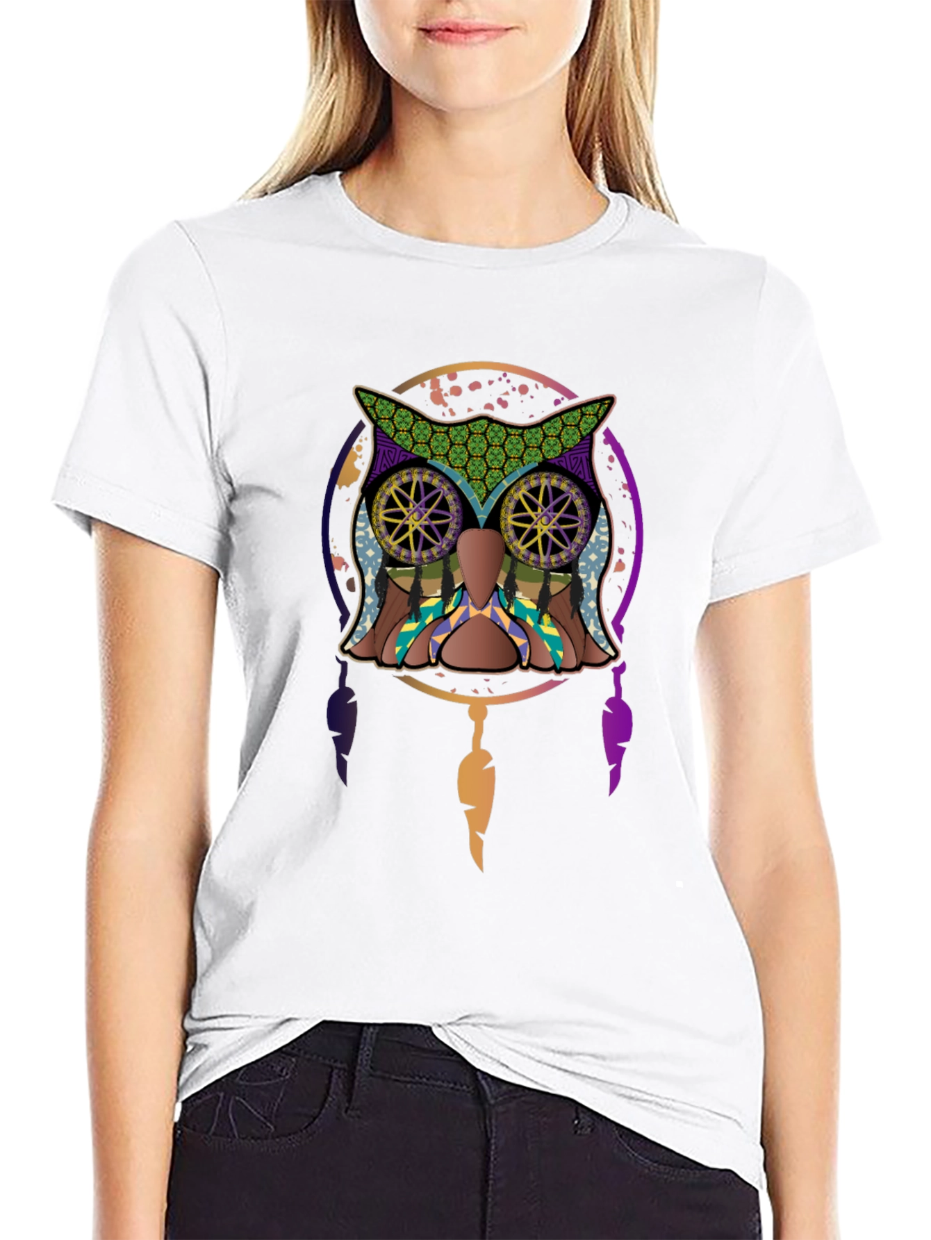 Owl Dreamcatcher Graphic Tee - Mens Black T-Shirt