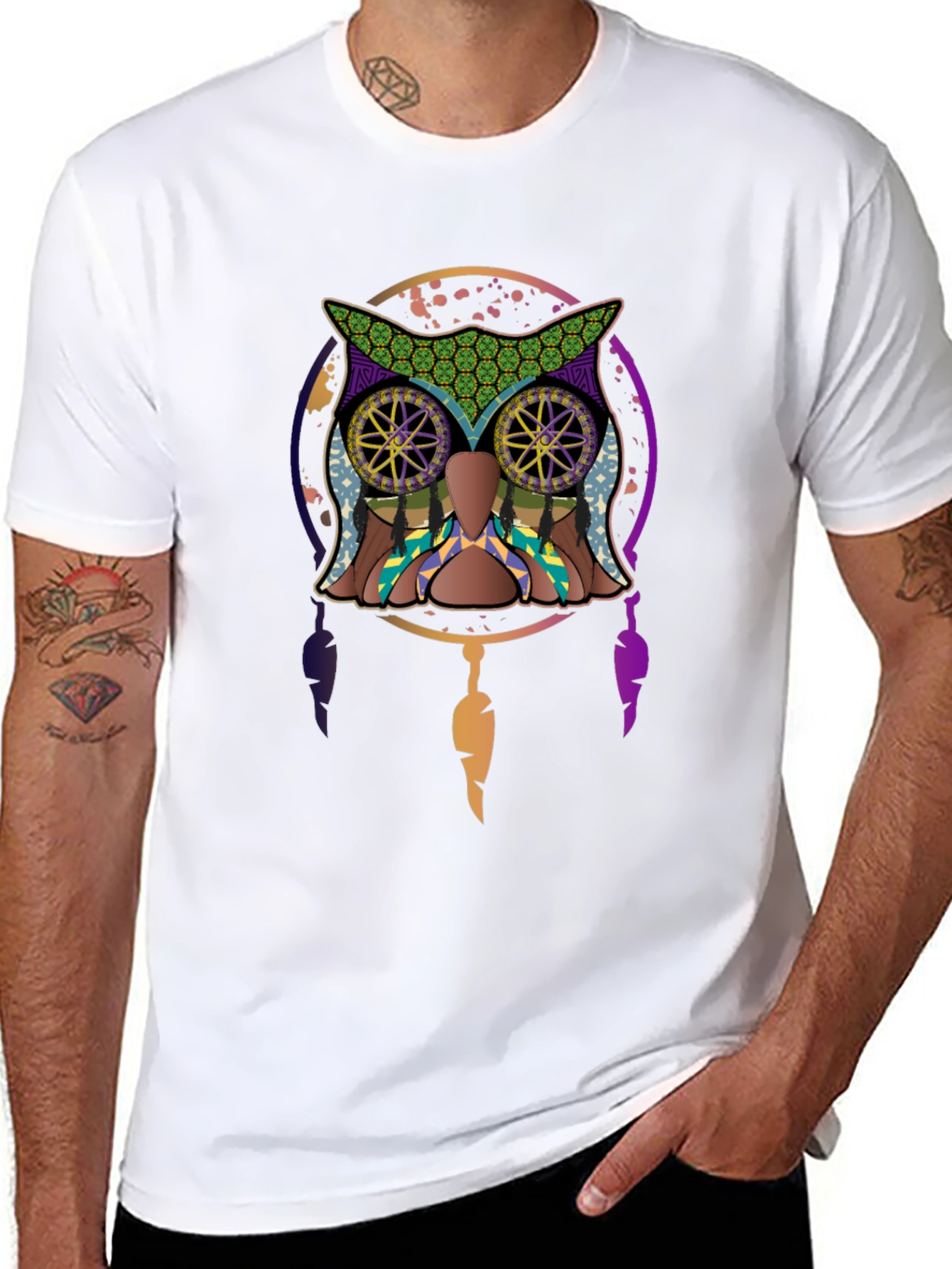 Owl Dreamcatcher Graphic Tee - Mens Black T-Shirt