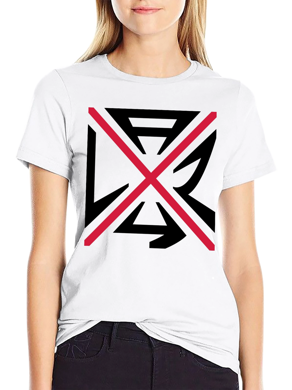 Graphic Tee: Black Shirt with Red X Design