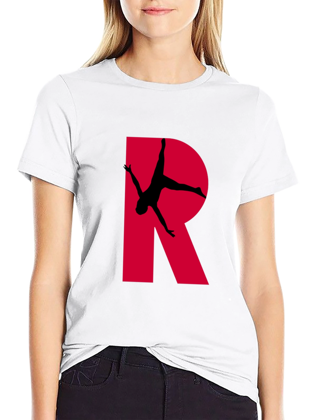 Gymnast Letter R T-Shirt - Black
