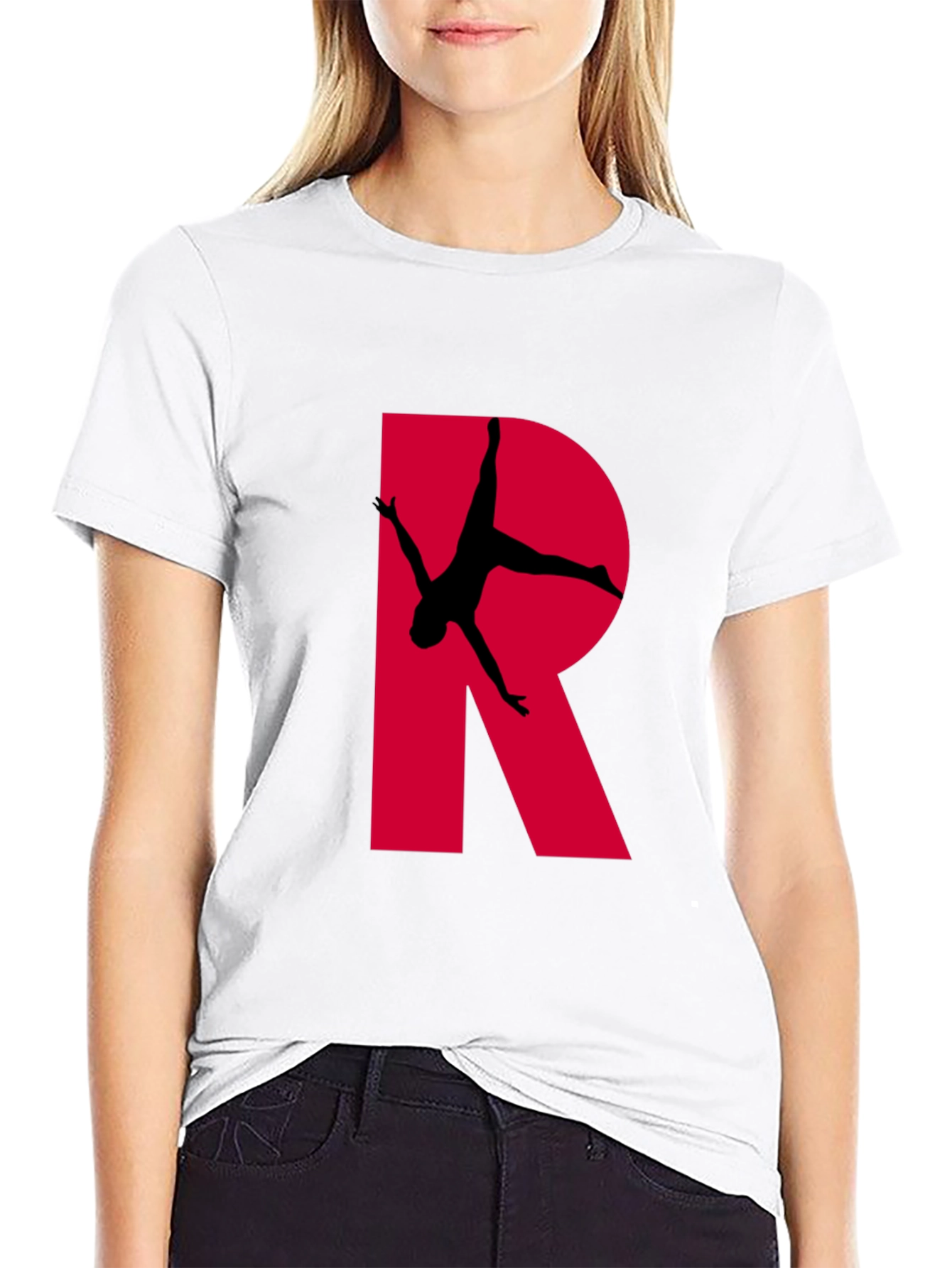 Gymnast Letter R T-Shirt - Black