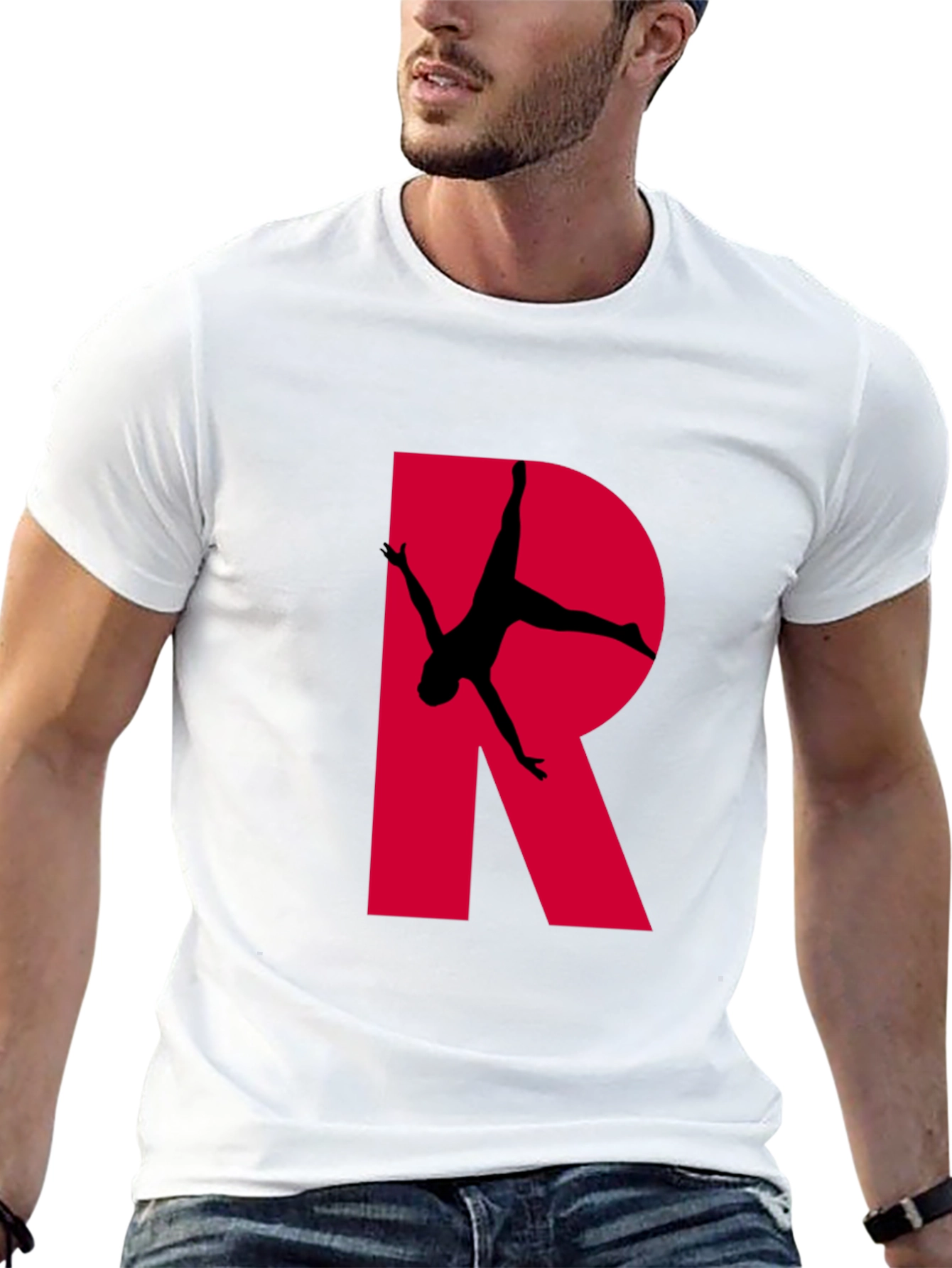 Gymnast Letter R T-Shirt - Black