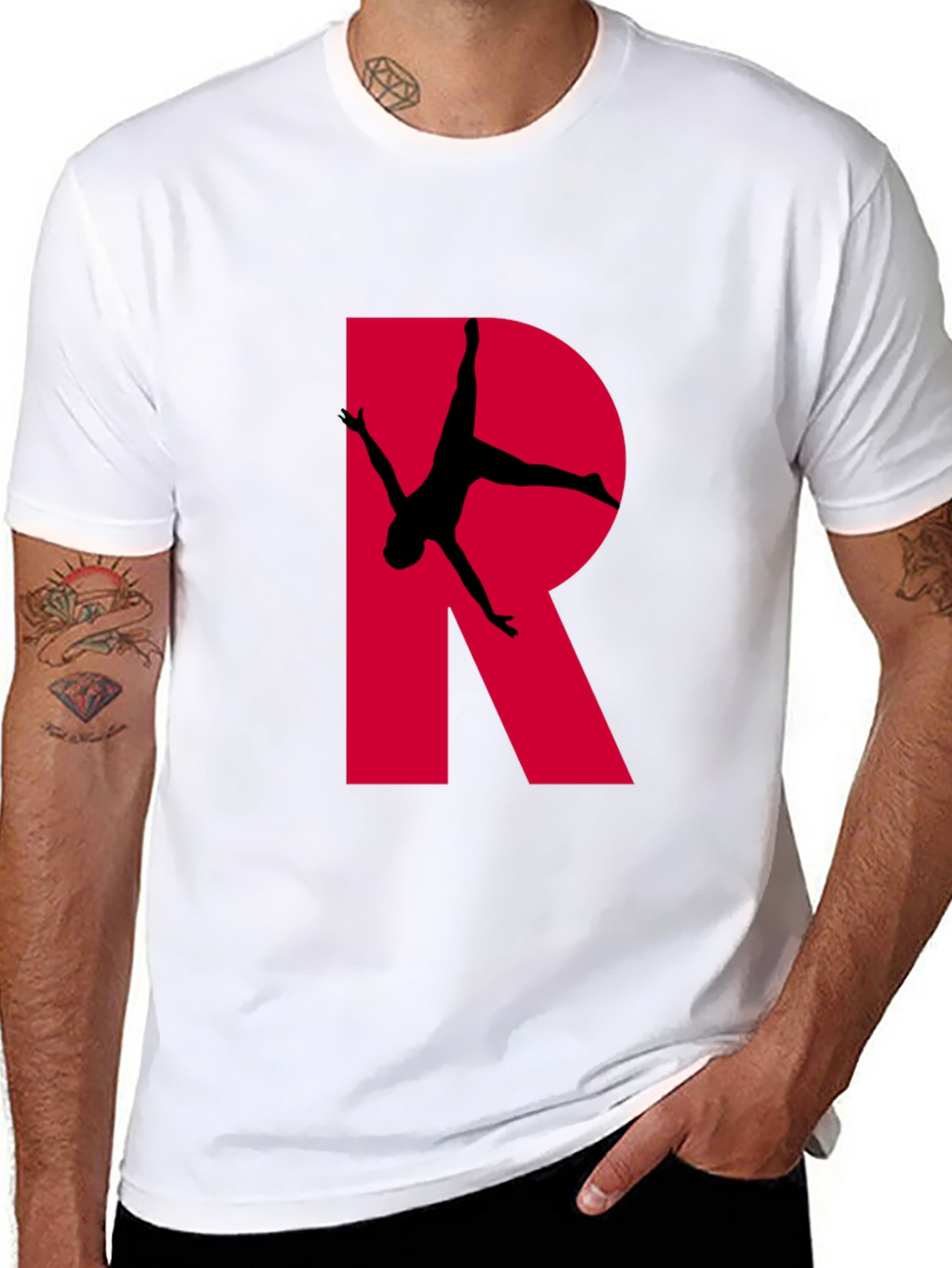 Gymnast Letter R T-Shirt - Black