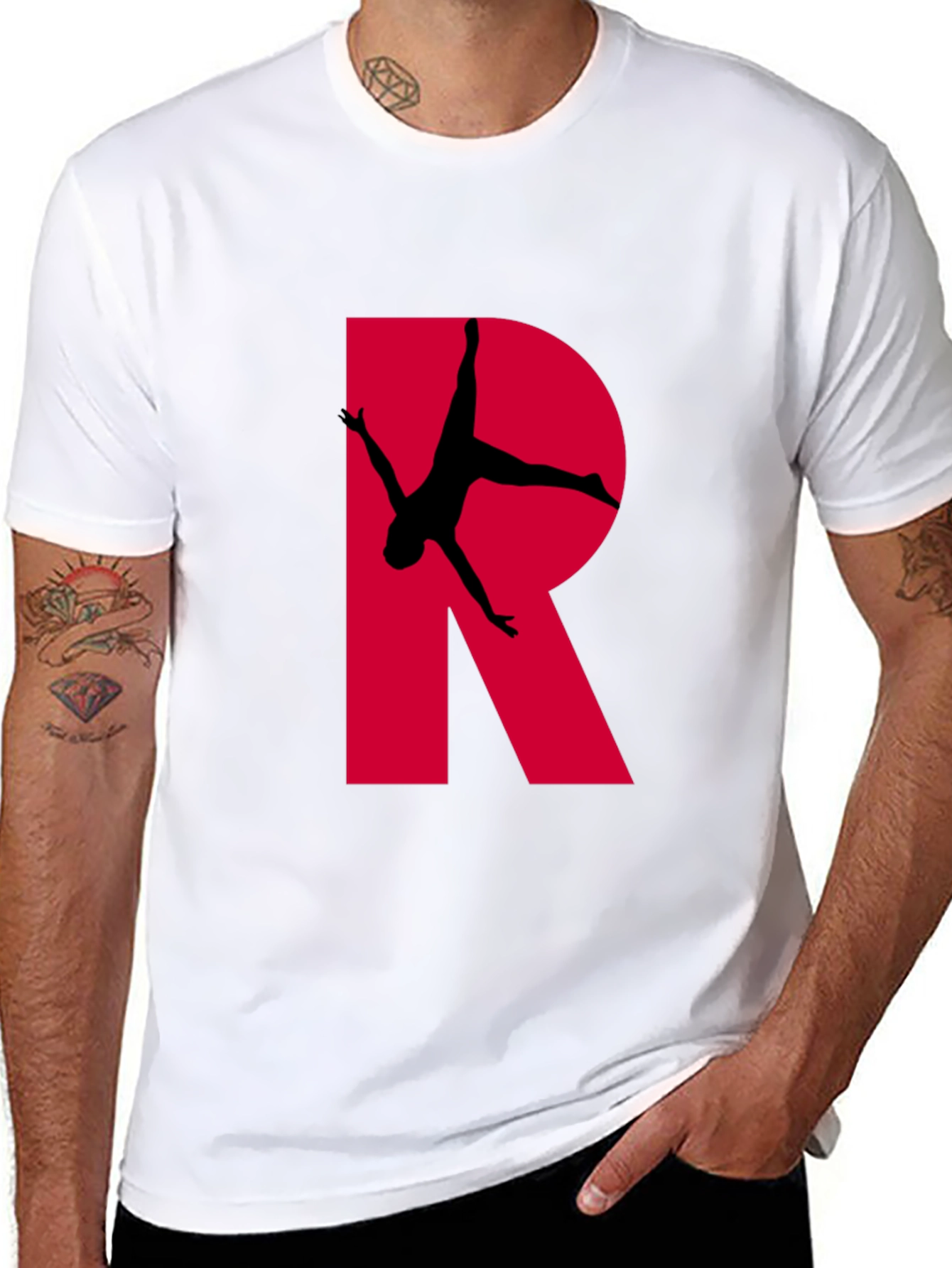 Gymnast Letter R T-Shirt - Black