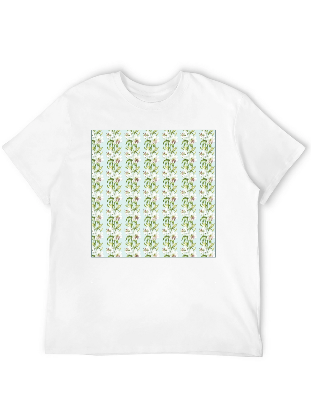 Floral Pattern Mens Black Tee