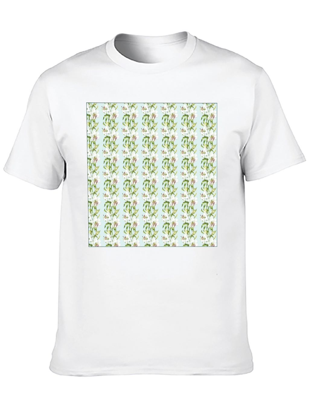 Floral Pattern Mens Black Tee