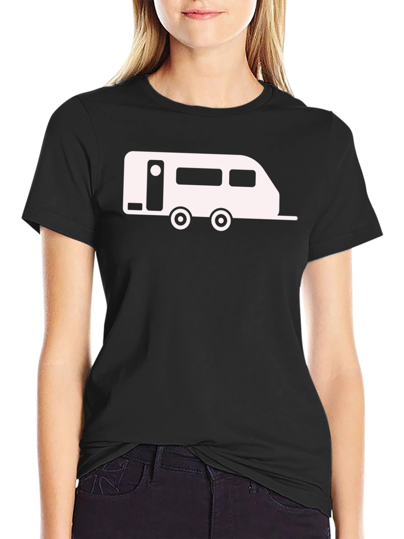 Camper Graphic Tee - Black Cotton Casual Shirt