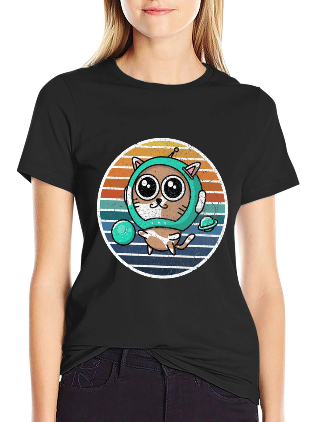 Astronaut Cat Graphic T-Shirt