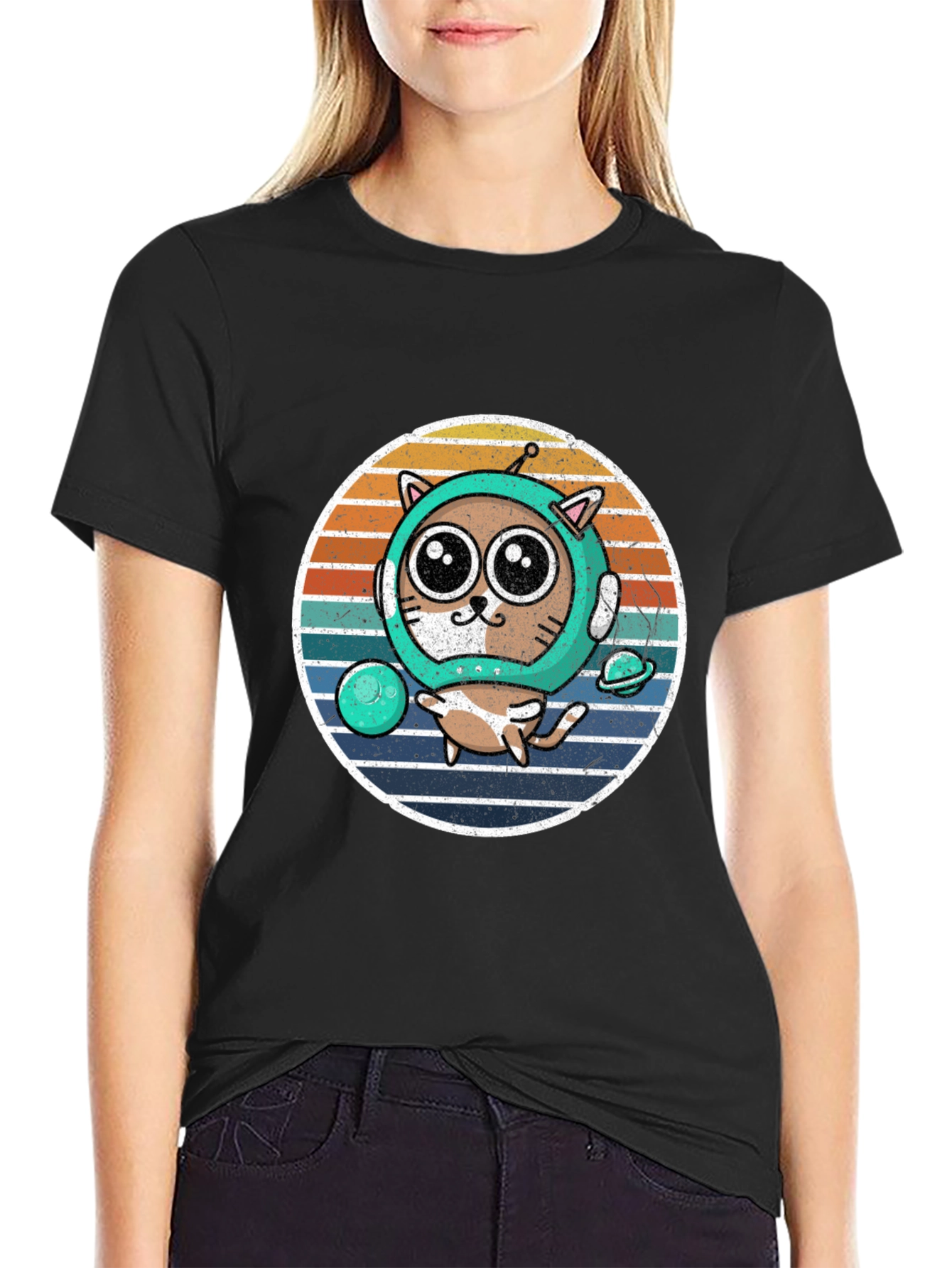 Astronaut Cat Graphic T-Shirt