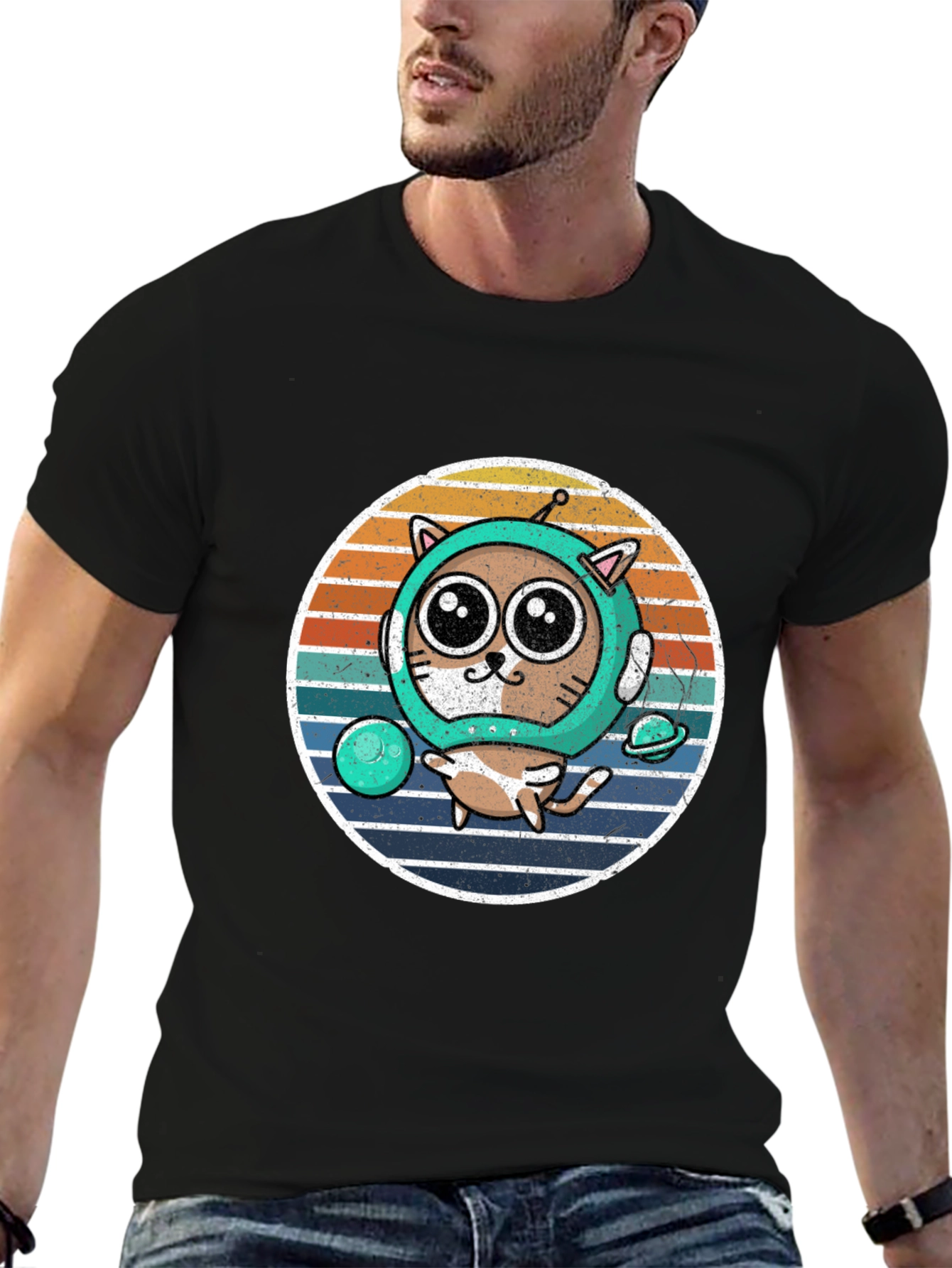 Astronaut Cat Graphic T-Shirt