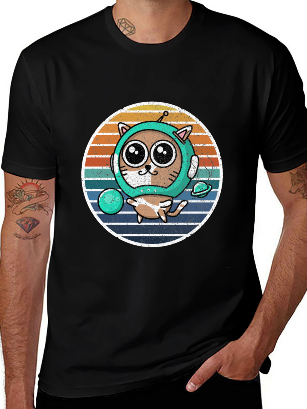 Astronaut Cat Graphic T-Shirt