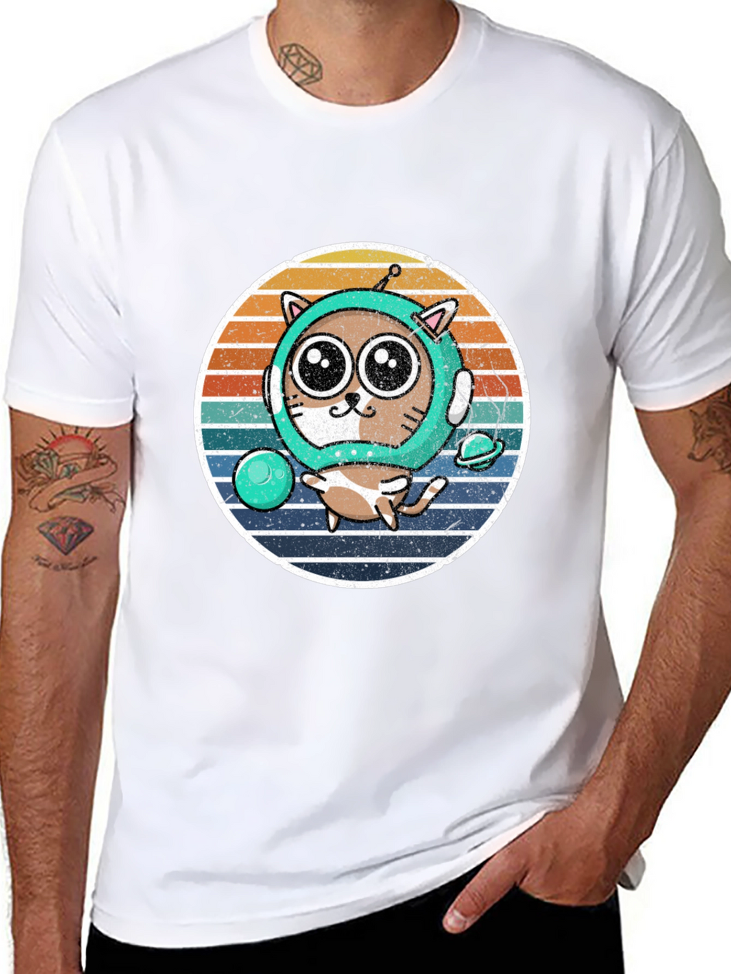 Astronaut Cat Graphic T-Shirt