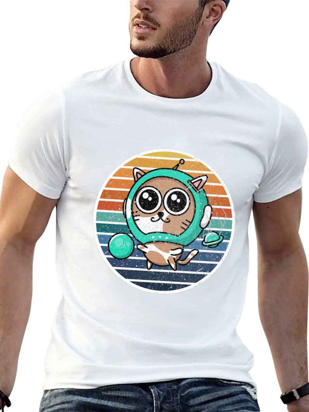 Astronaut Cat Graphic T-Shirt
