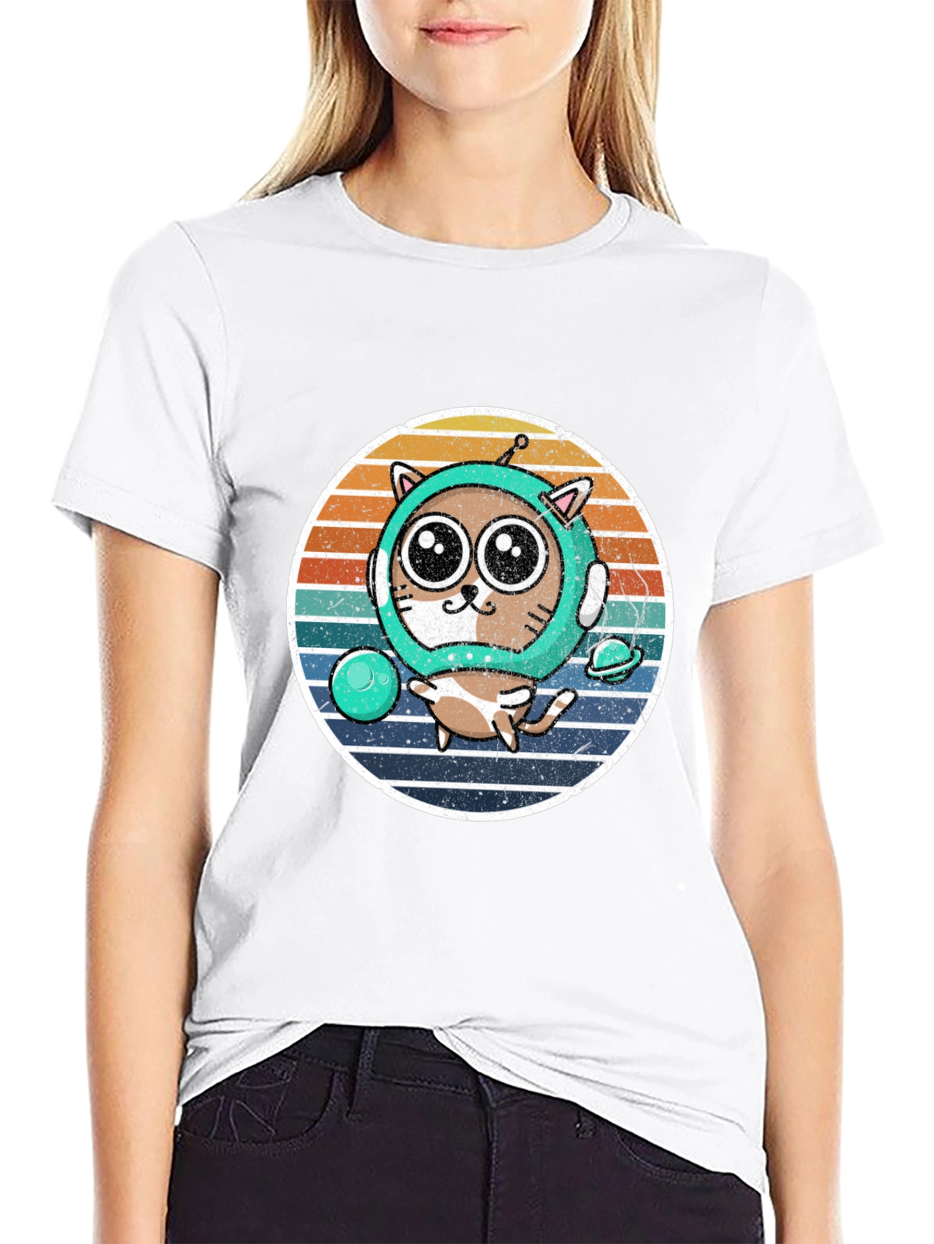 Astronaut Cat Graphic T-Shirt