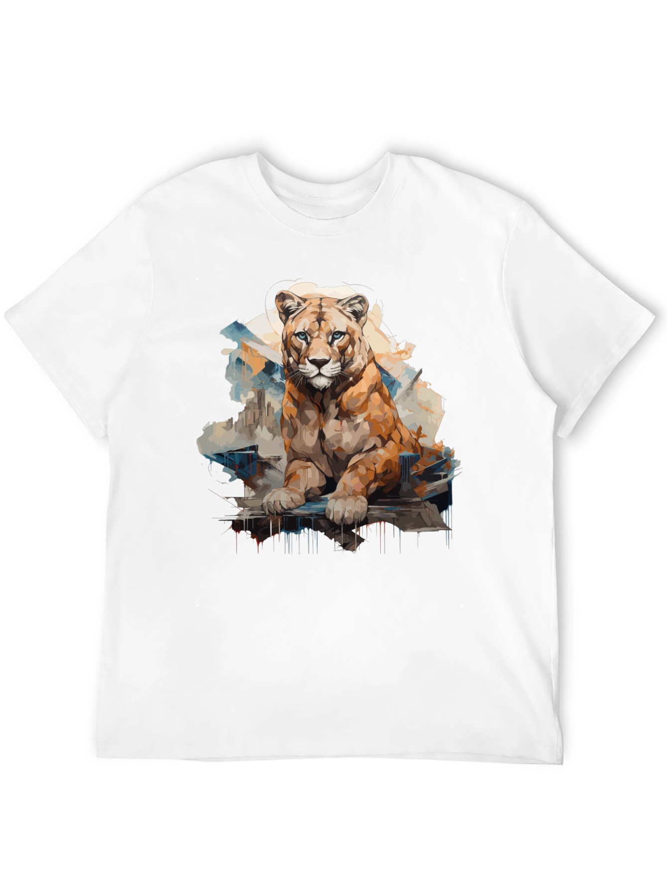 Lion Graphic Print Mens Black T-Shirt