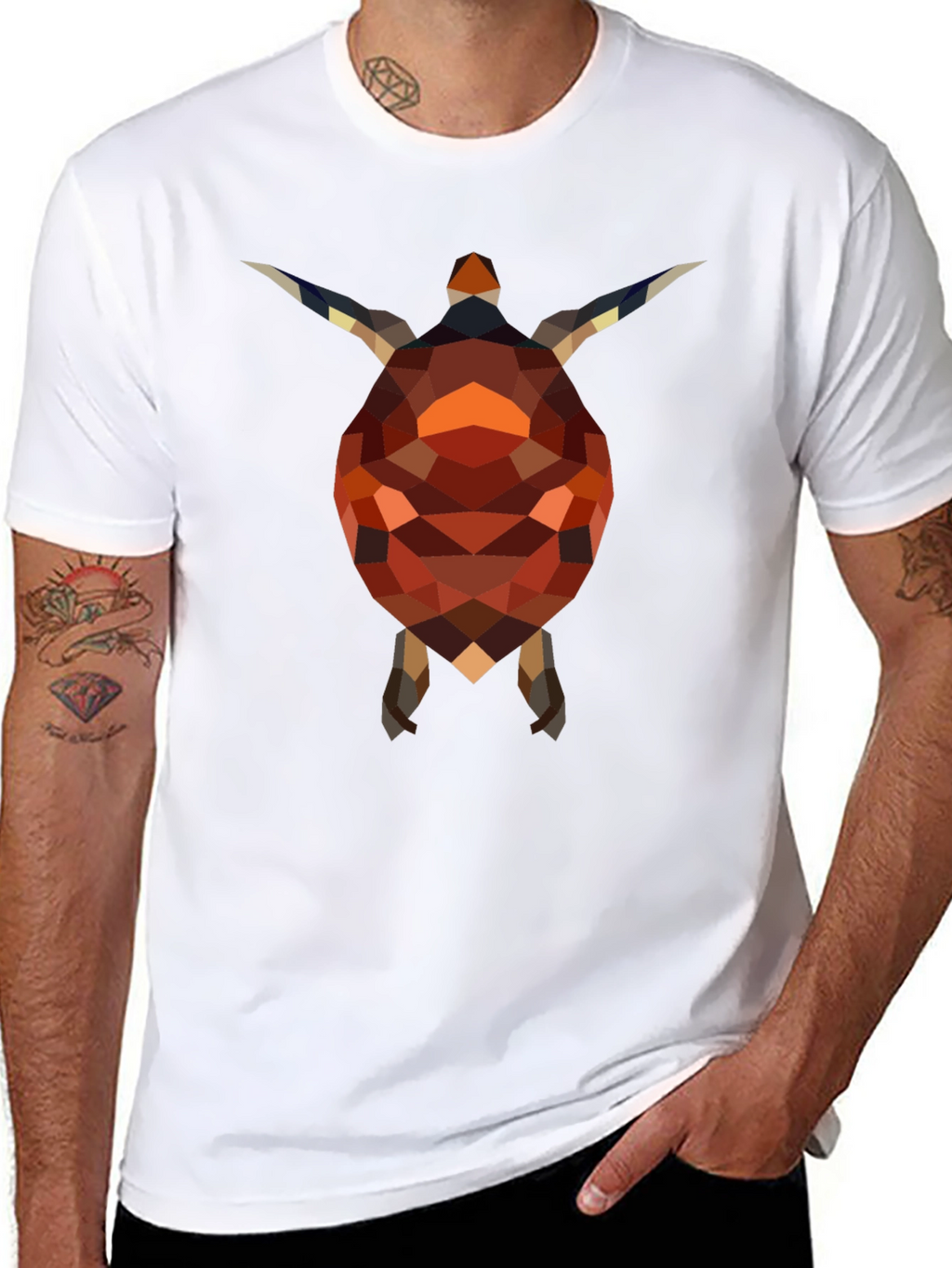 Geometric Turtle Graphic Tee - Stylish Black Shirt