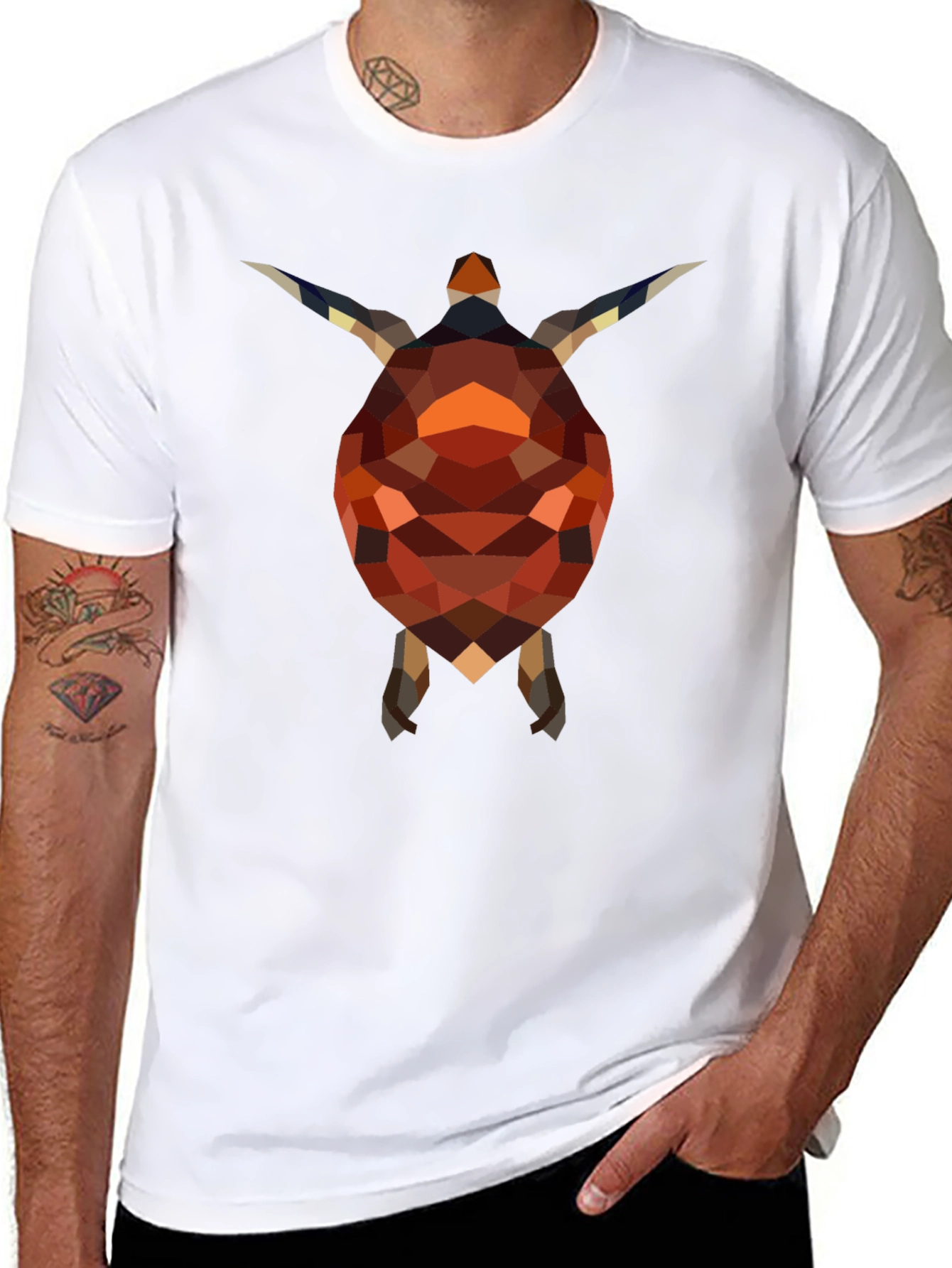Geometric Turtle Graphic Tee - Stylish Black Shirt