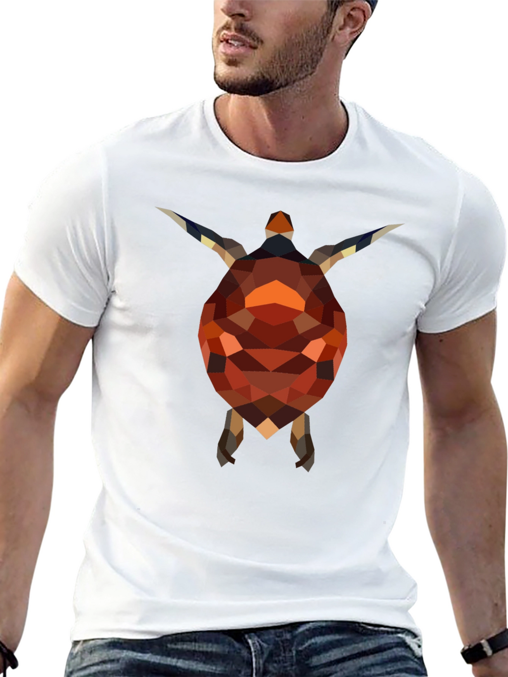 Geometric Turtle Graphic Tee - Stylish Black Shirt
