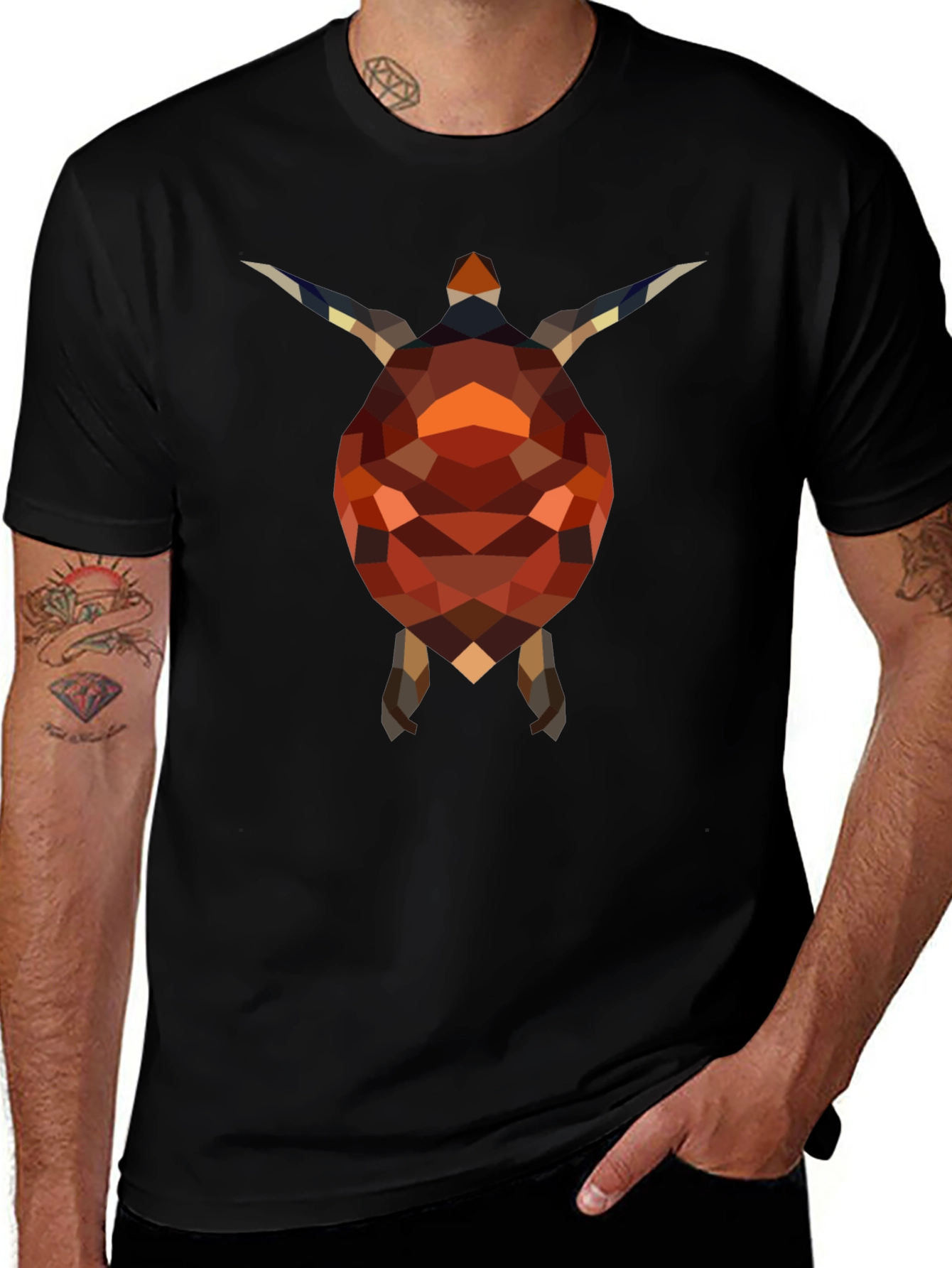 Geometric Turtle Graphic Tee - Stylish Black Shirt