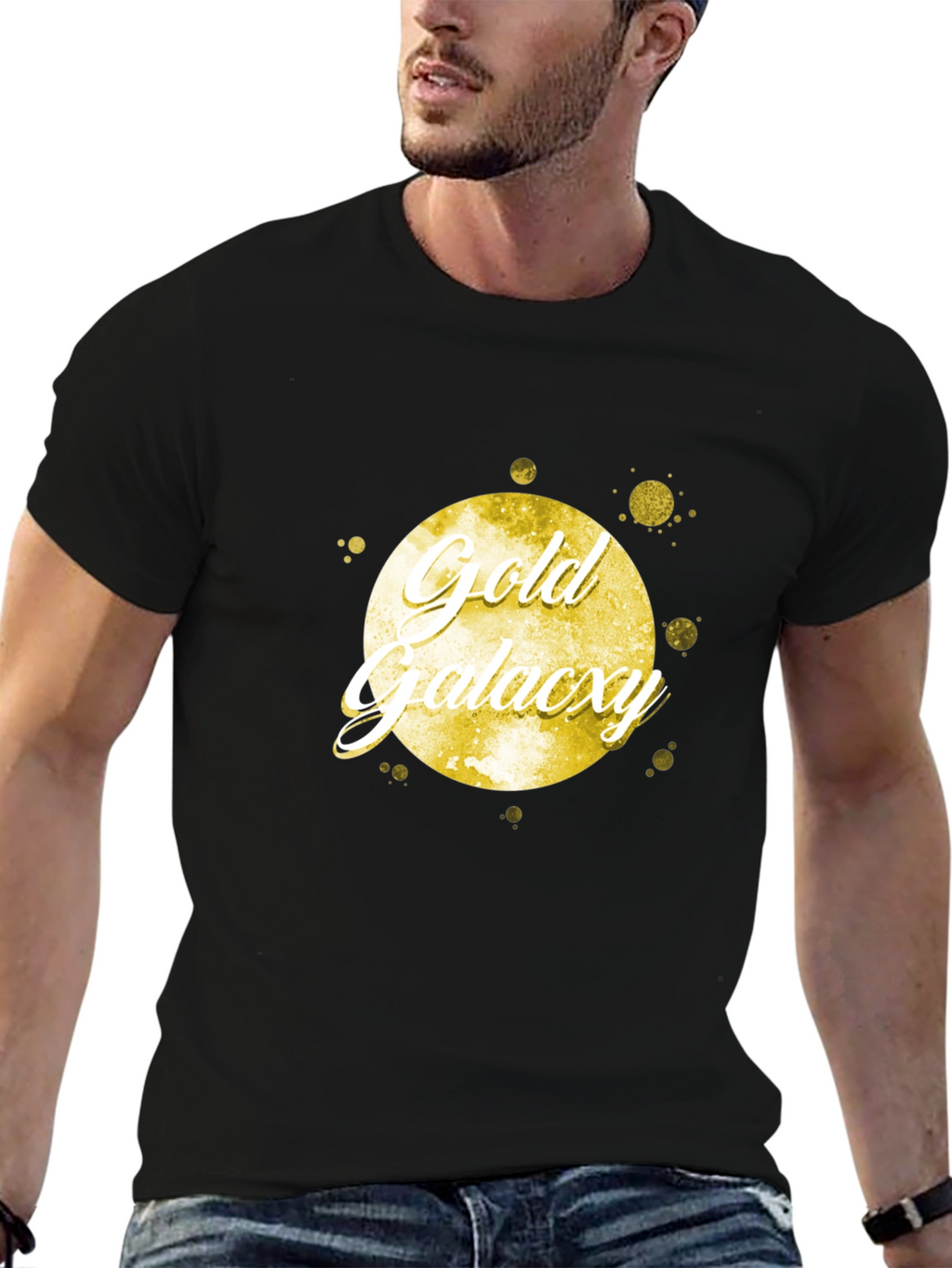 Gold Galaxy Black Tee Shirt