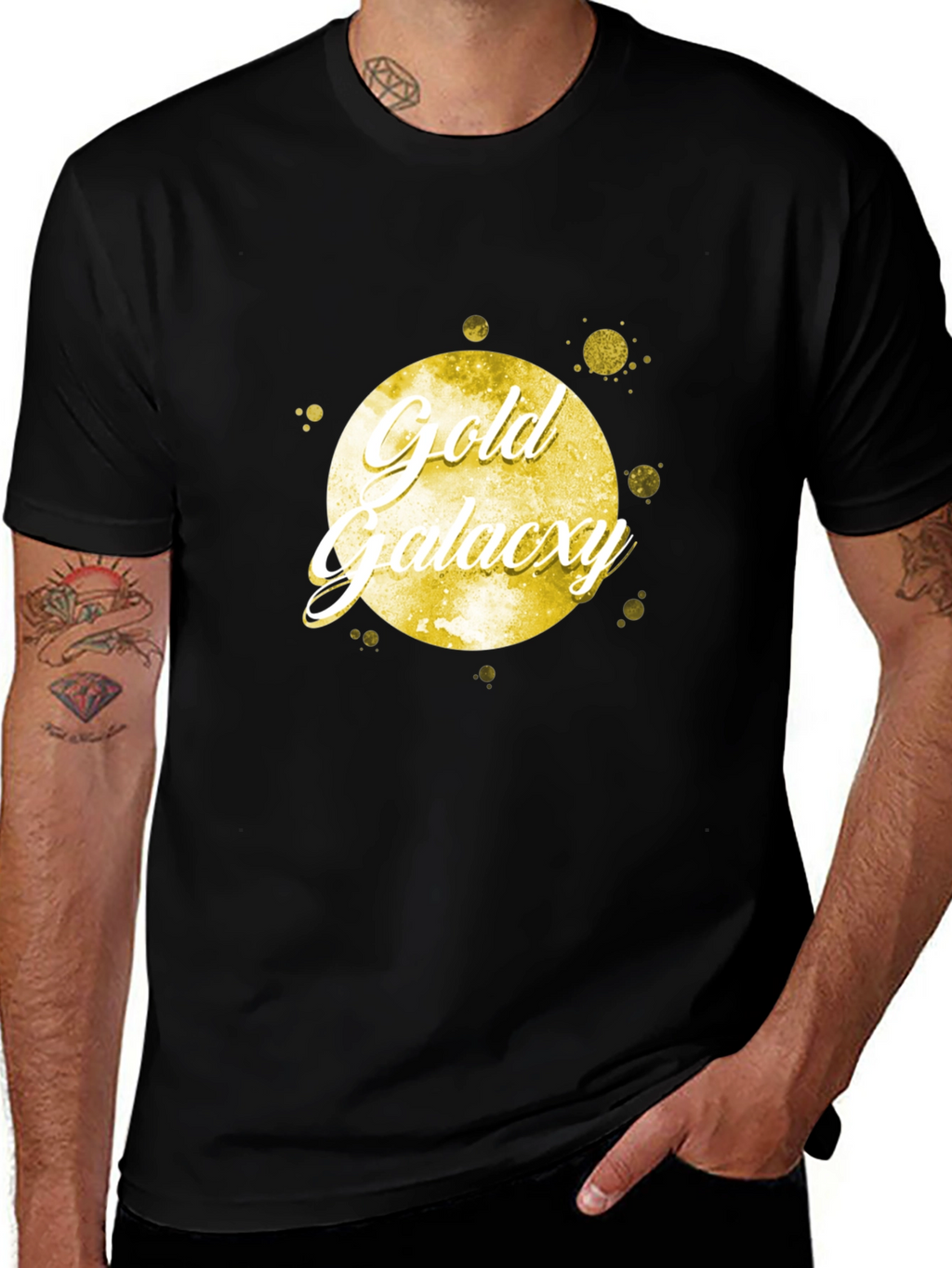 Gold Galaxy Black Tee Shirt