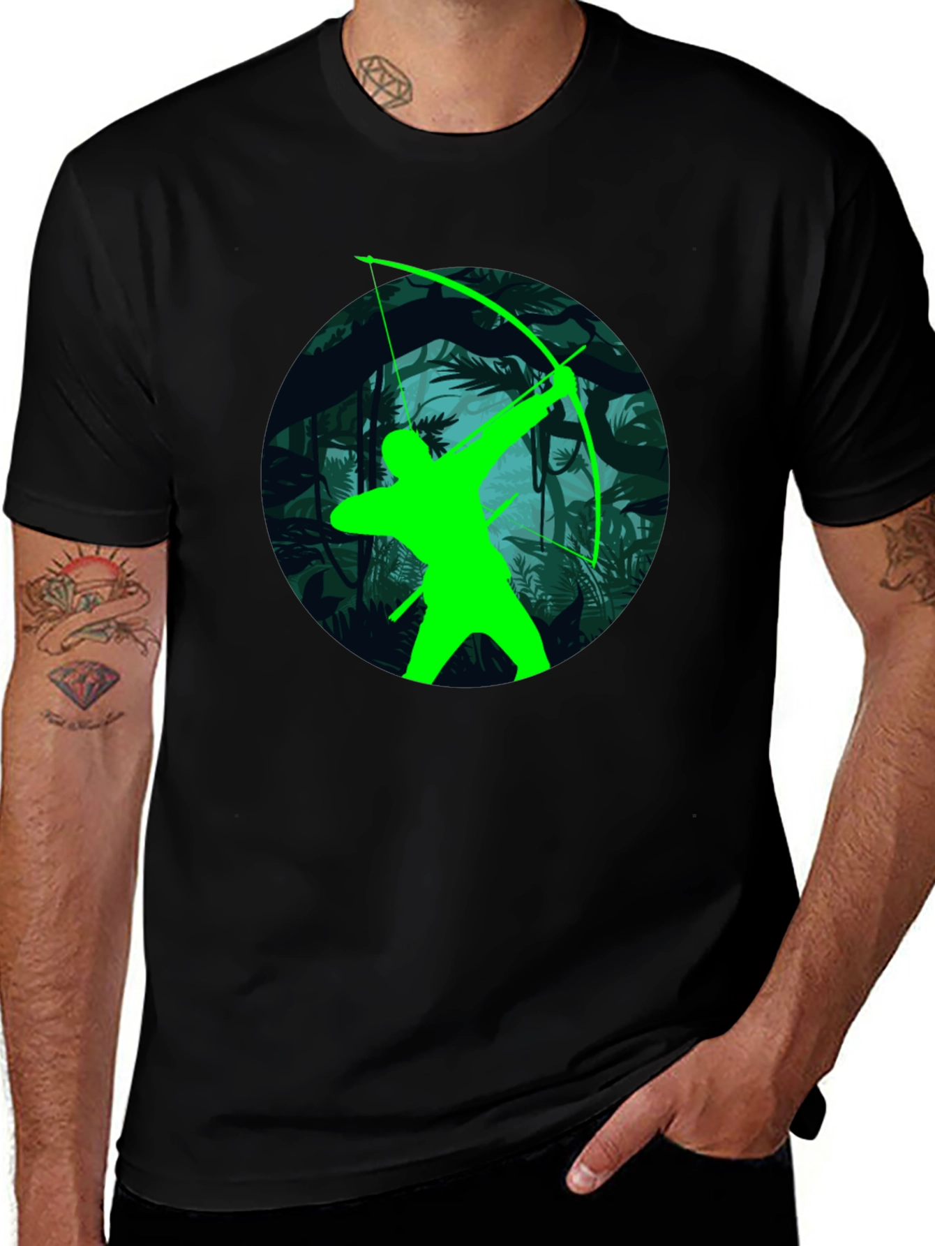 Green Arrow Graphic T-Shirt - Black Tee