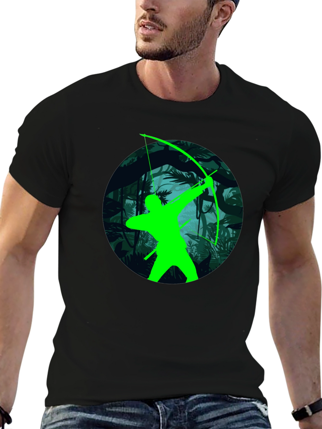 Green Arrow Graphic T-Shirt - Black Tee