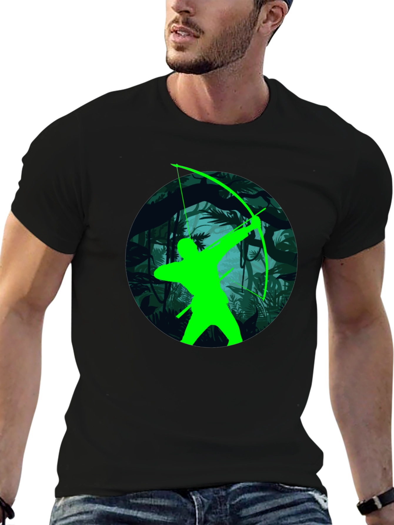Green Arrow Graphic T-Shirt - Black Tee