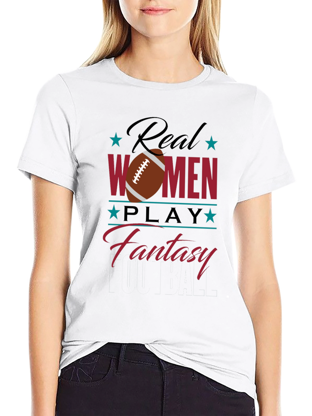 Real Women Play Fantasy Football Graphic T-Shirt