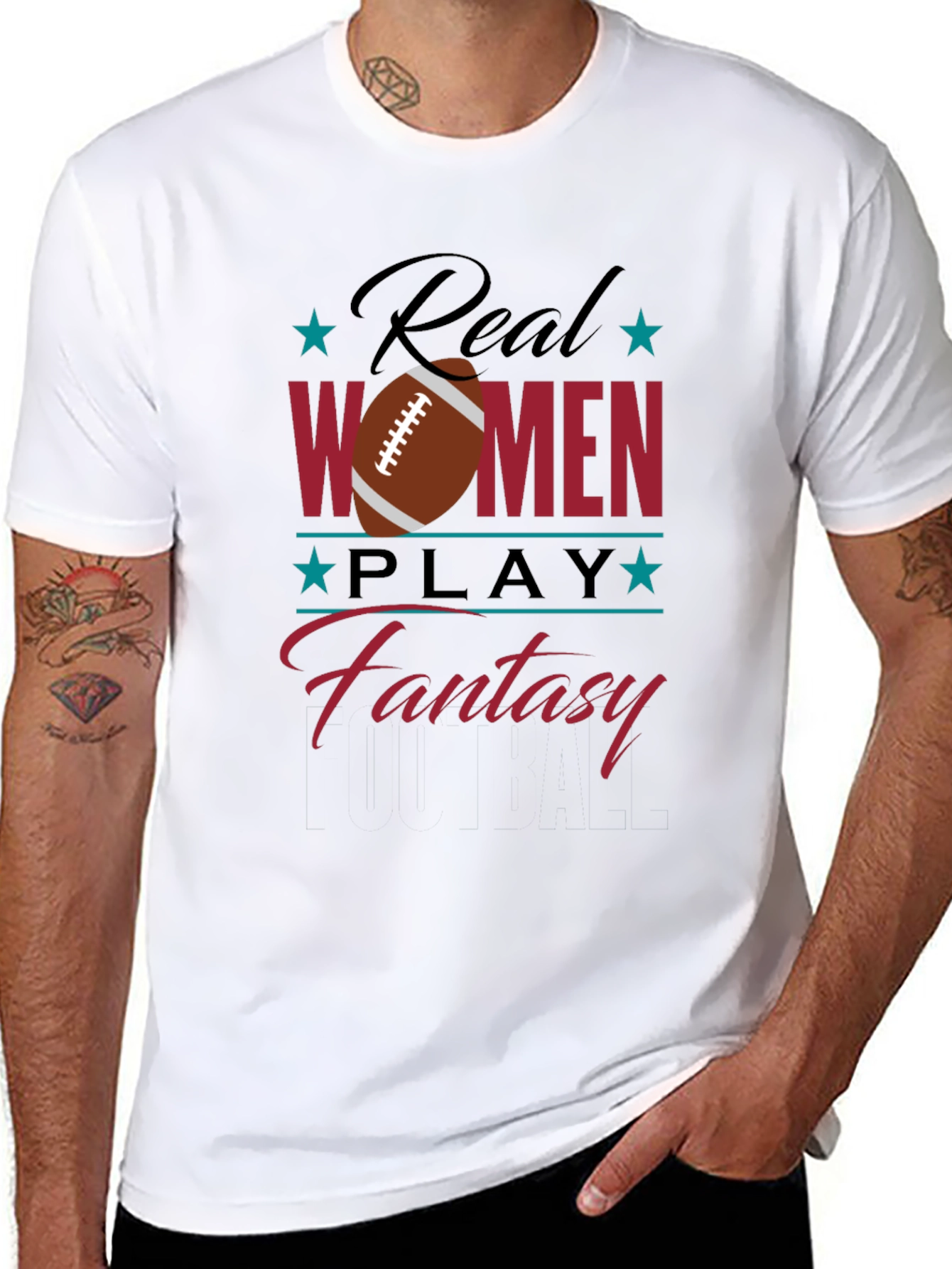Real Women Play Fantasy Football Graphic T-Shirt