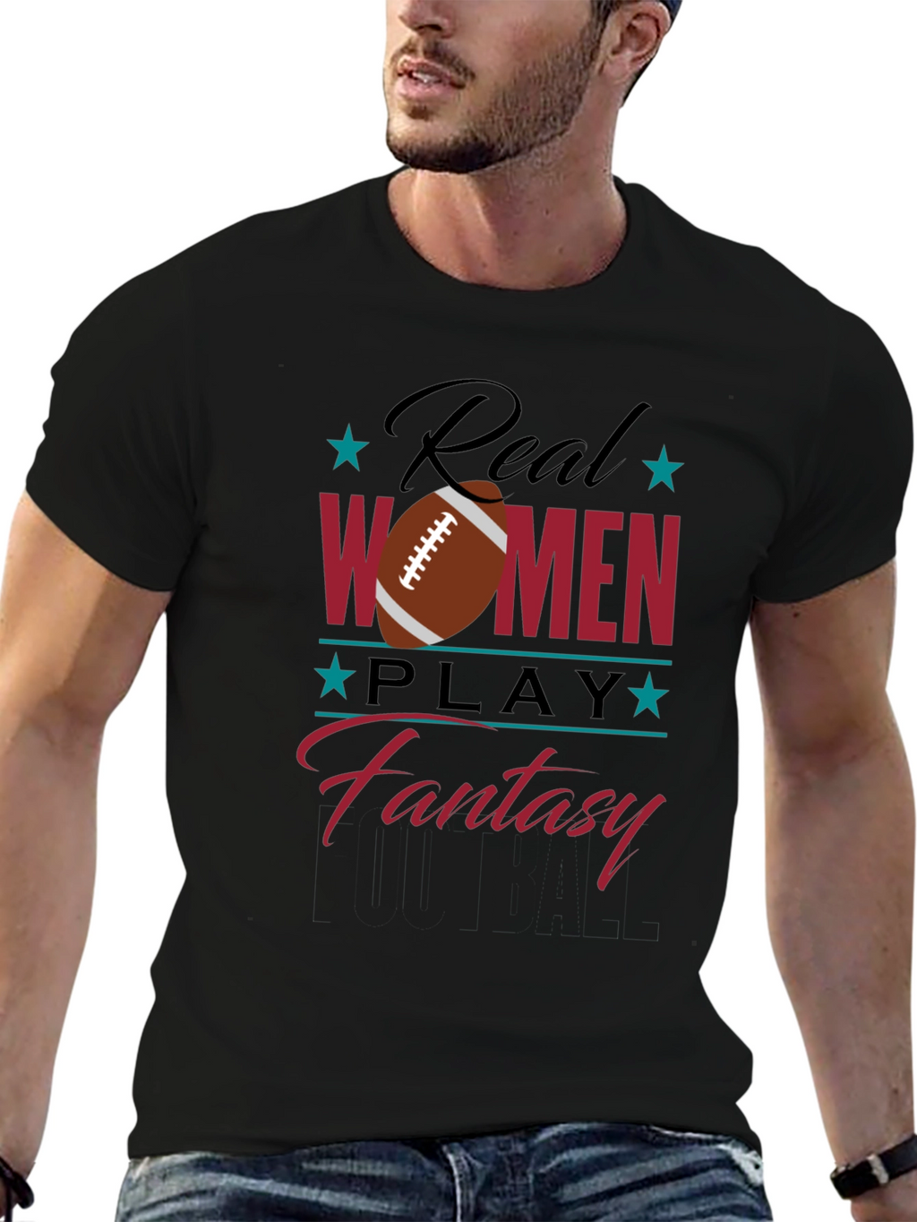 Real Women Play Fantasy Football Graphic T-Shirt