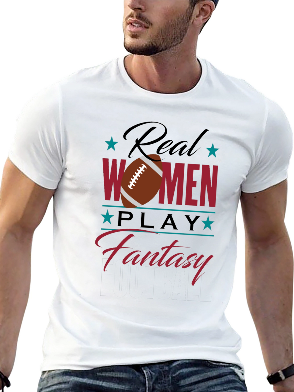 Real Women Play Fantasy Football Graphic T-Shirt