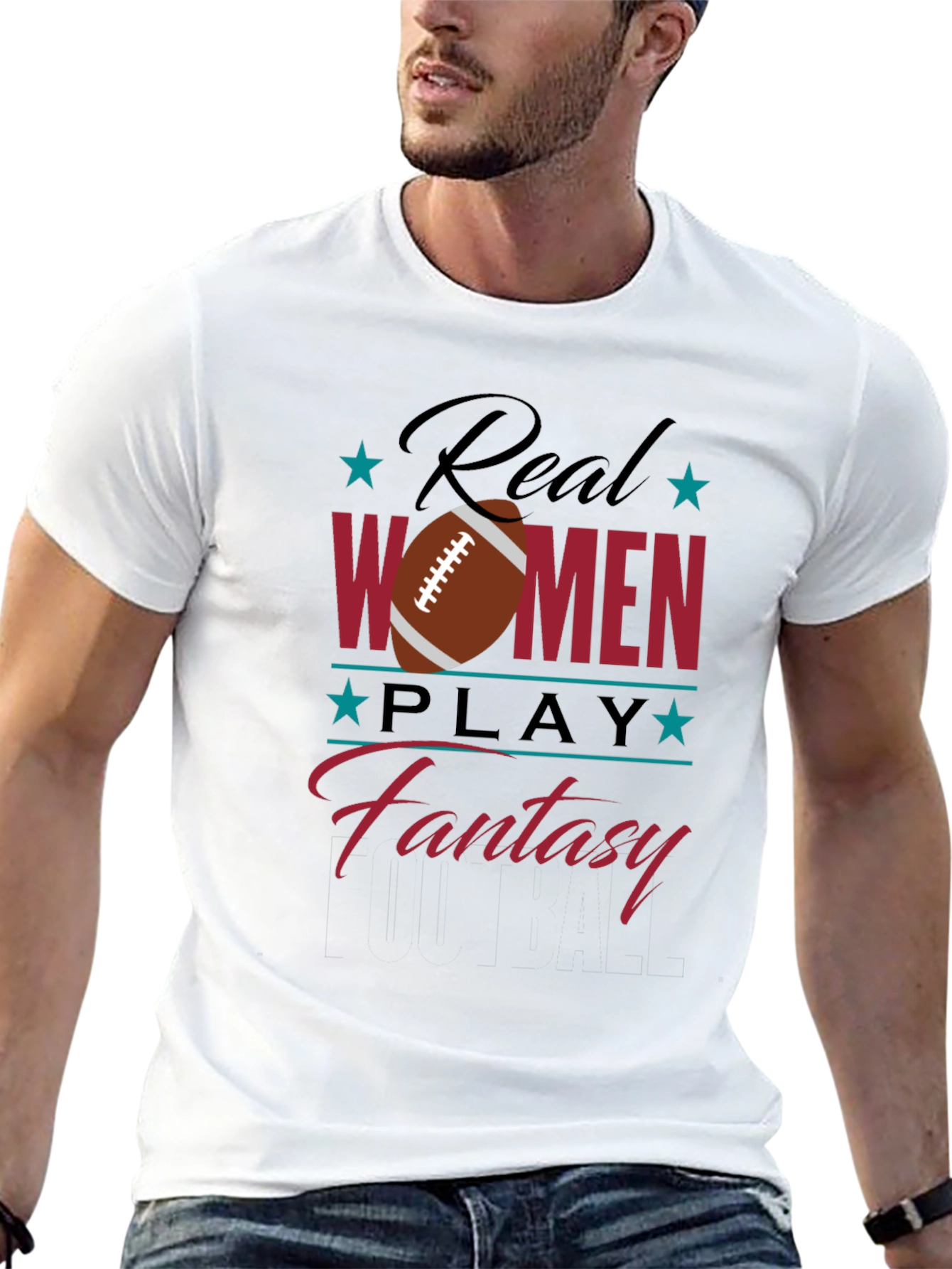 Real Women Play Fantasy Football Graphic T-Shirt