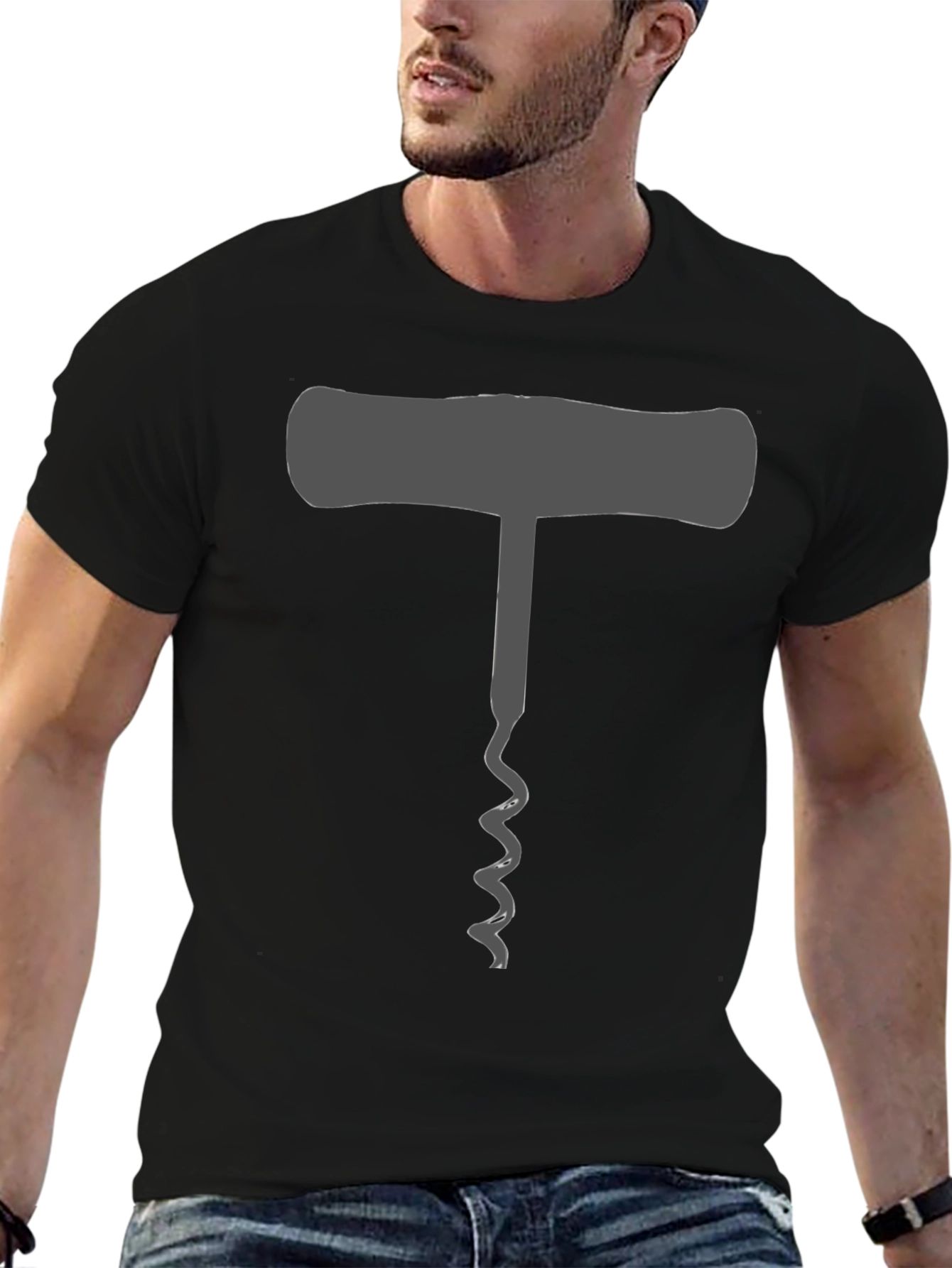 Wine Lovers Corkscrew T-Shirt - Black