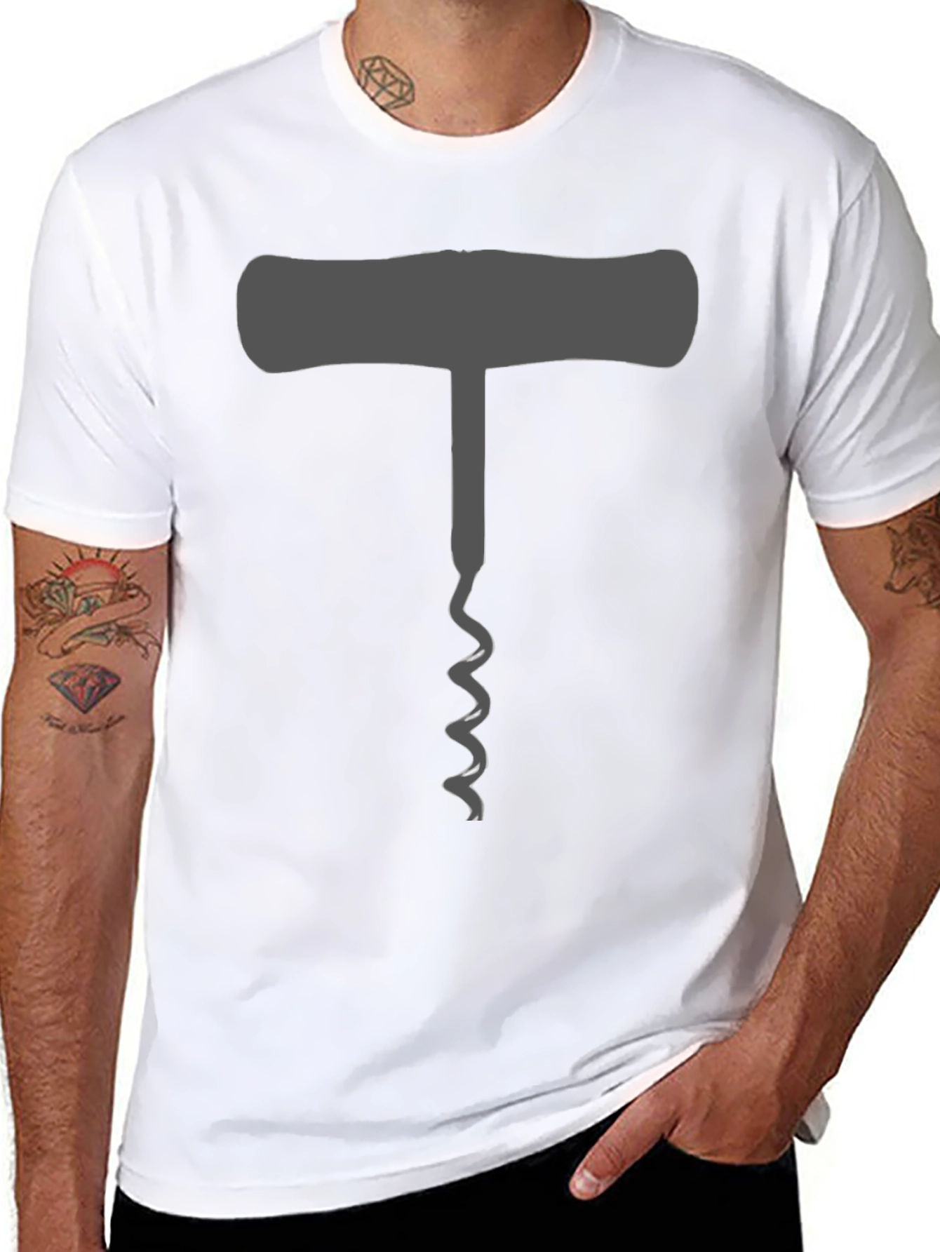 Wine Lovers Corkscrew T-Shirt - Black