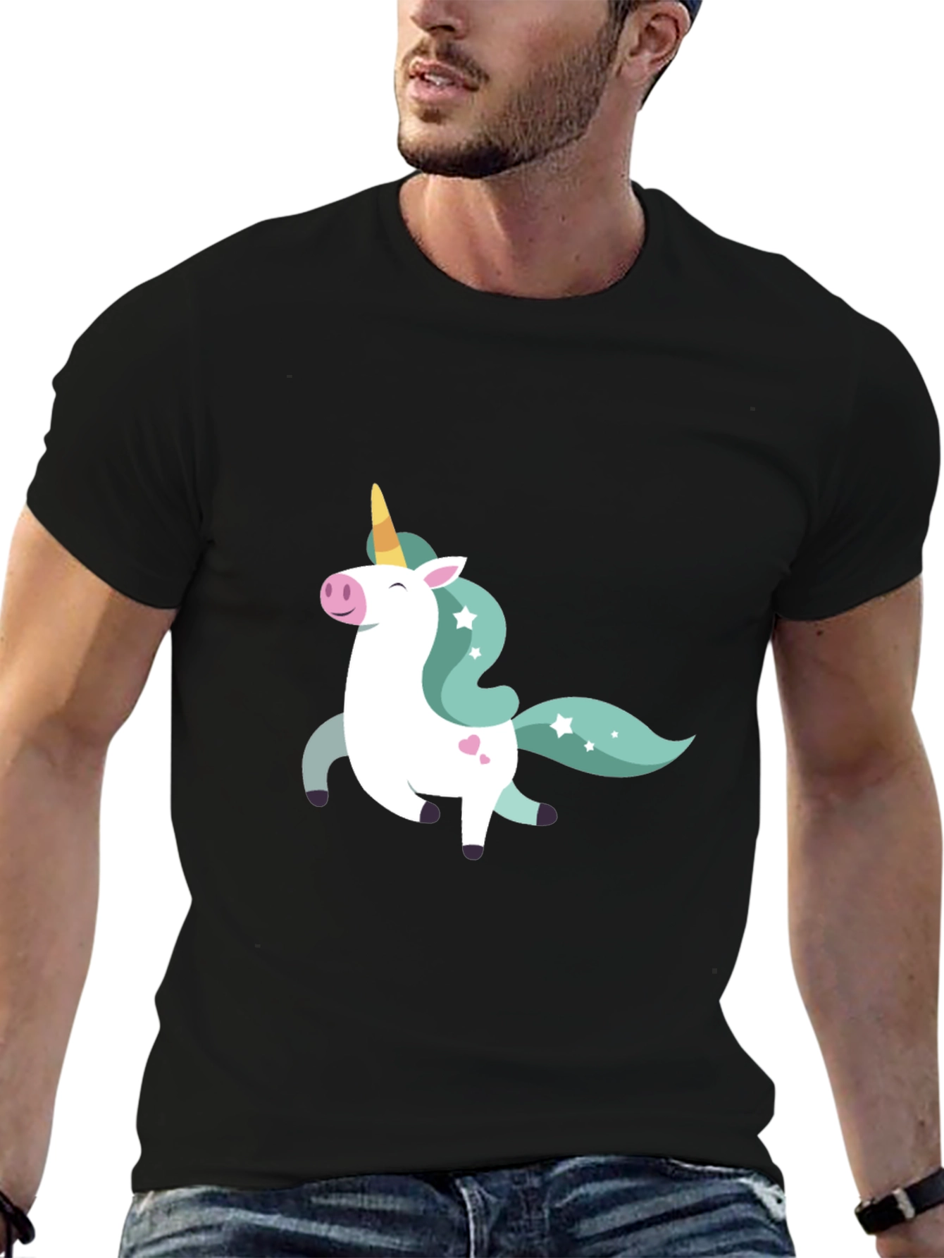 Unicorn Graphic Tee - Black Cotton Blend