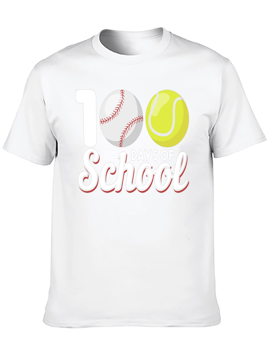 100 Days of School Baseball and Tennis T-Shirt