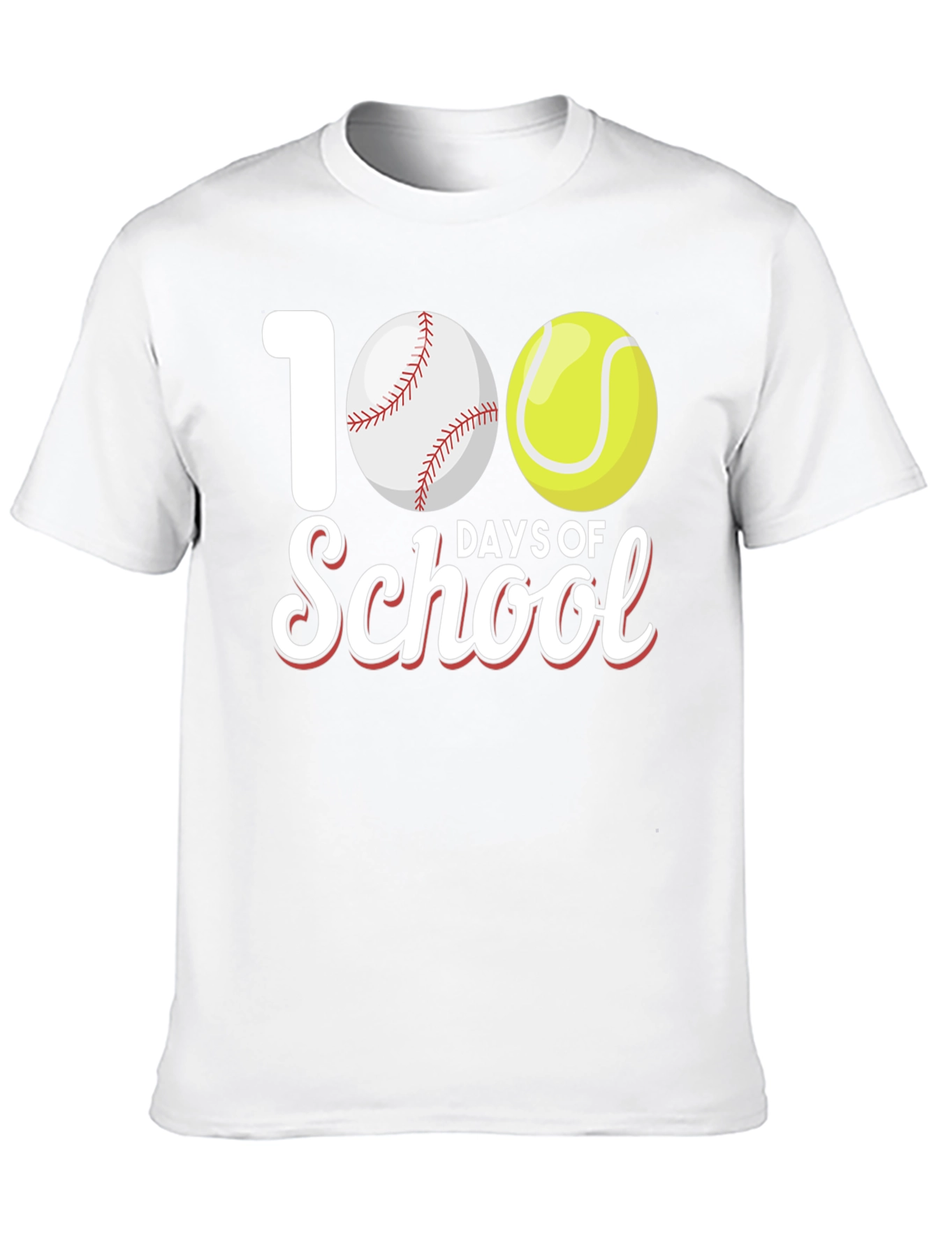 100 Days of School Baseball and Tennis T-Shirt