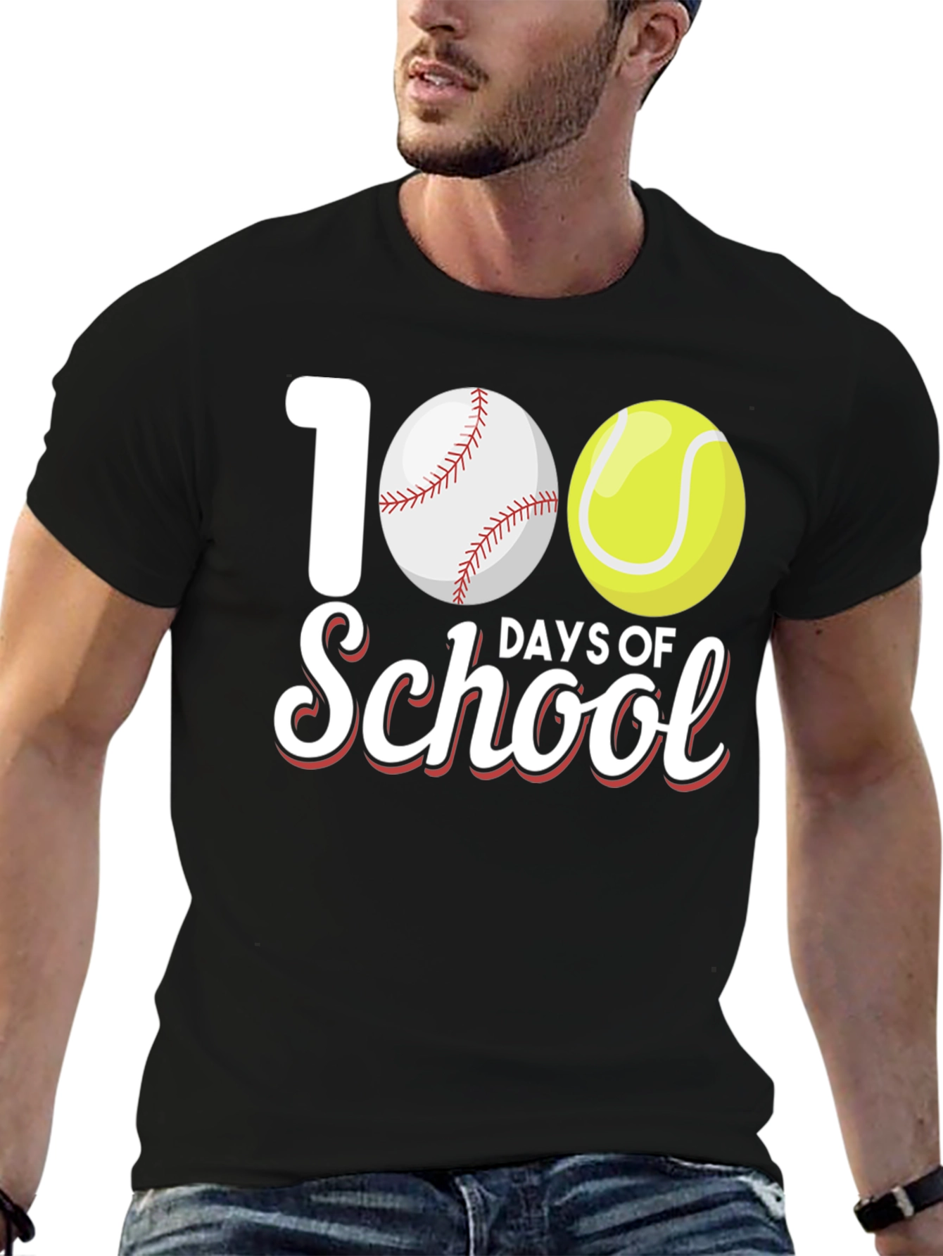 100 Days of School Baseball and Tennis T-Shirt