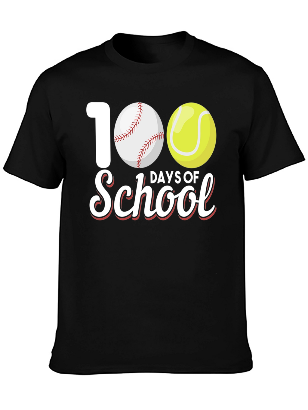100 Days of School Baseball and Tennis T-Shirt