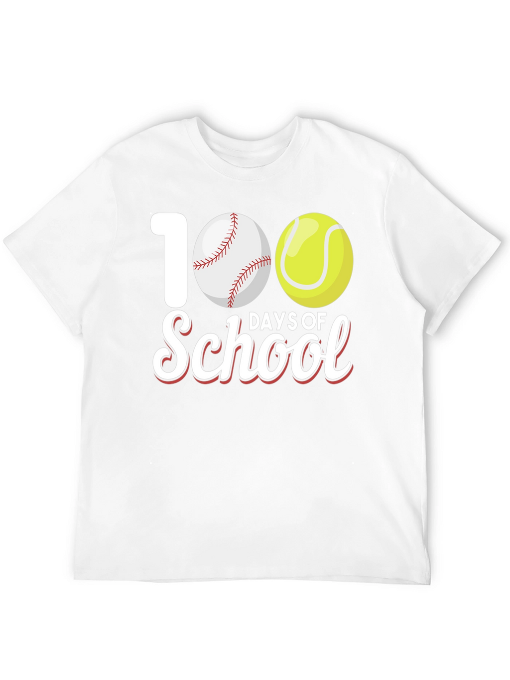 100 Days of School Baseball and Tennis T-Shirt