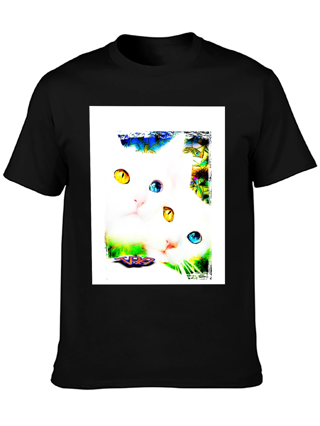 Two Cats on Black T-Shirt