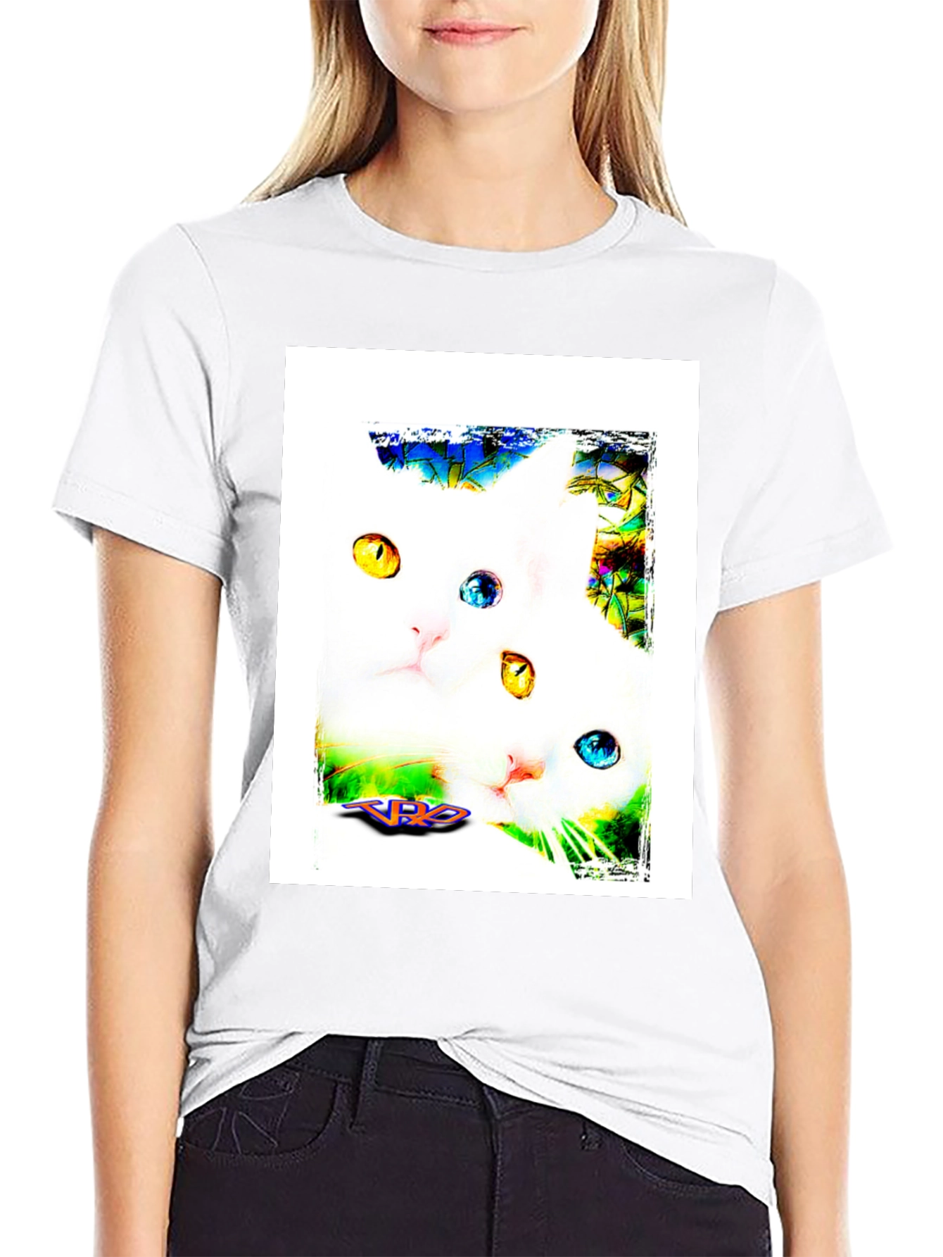Two Cats on Black T-Shirt