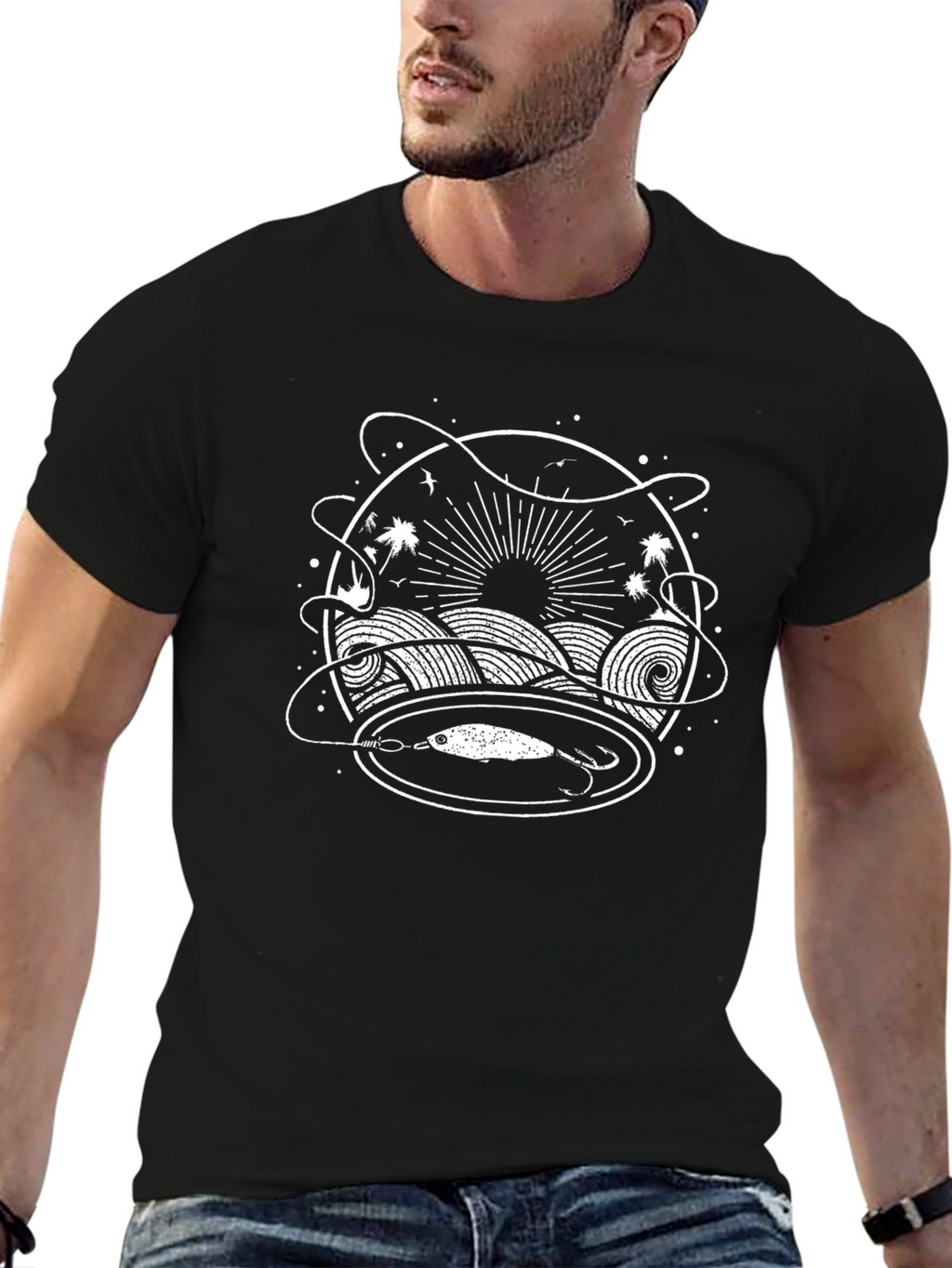 Fishing Lure Graphic Tee - Black