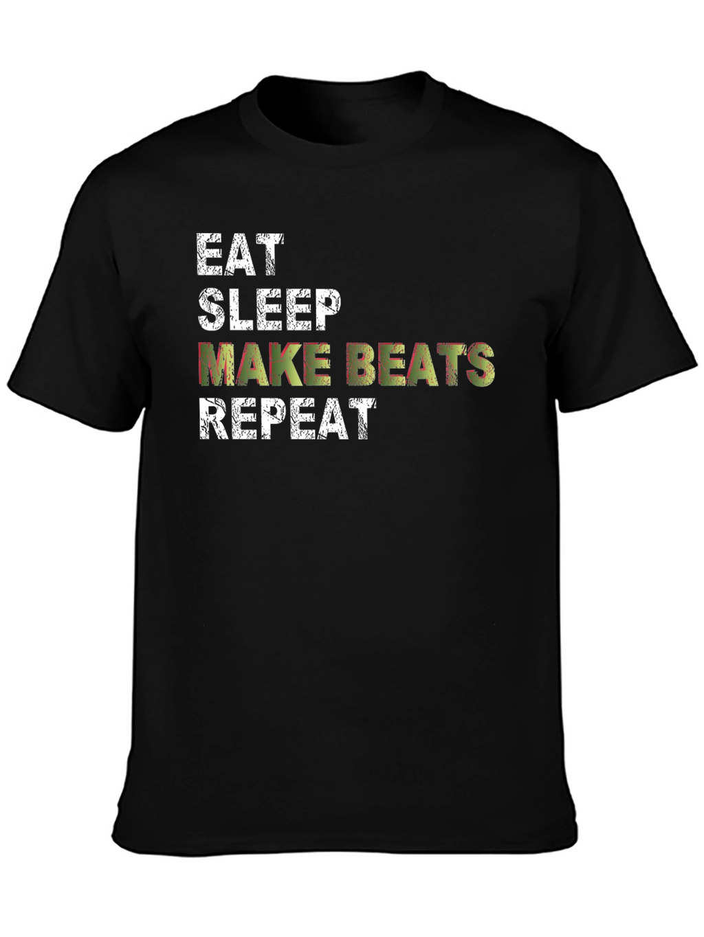 Eat Sleep Make Beats Repeat Black Graphic T-Shirt