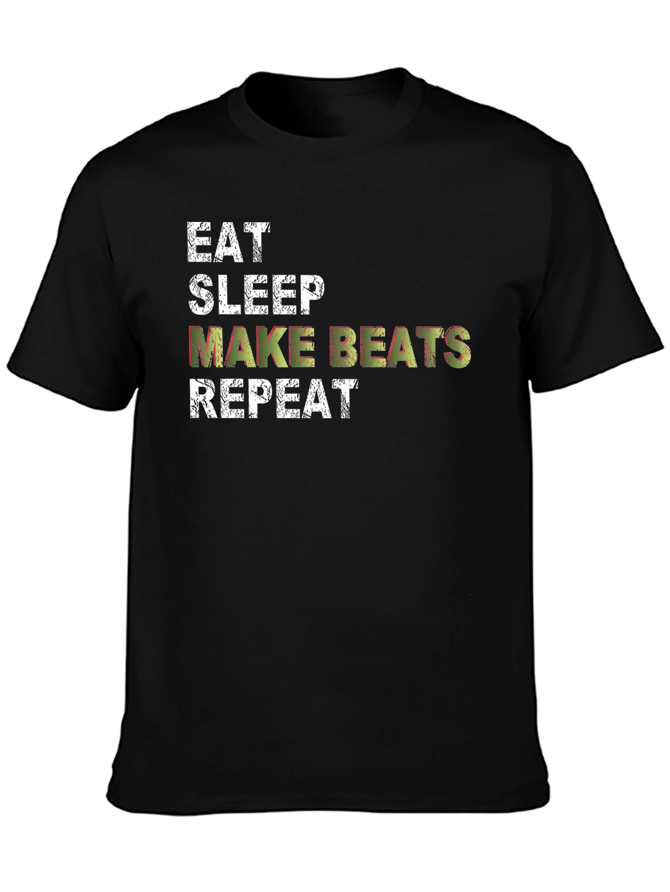Eat Sleep Make Beats Repeat Black Graphic T-Shirt