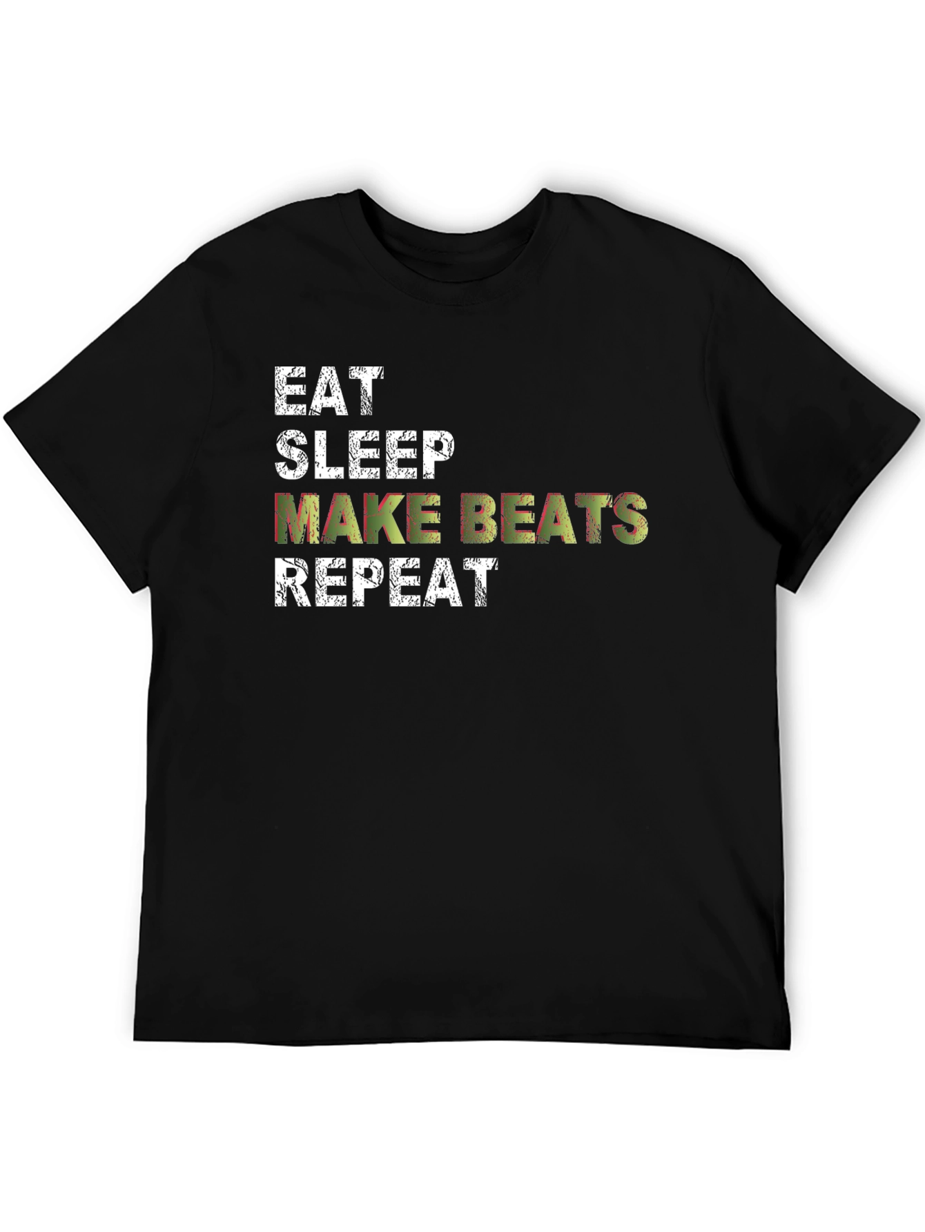 Eat Sleep Make Beats Repeat Black Graphic T-Shirt