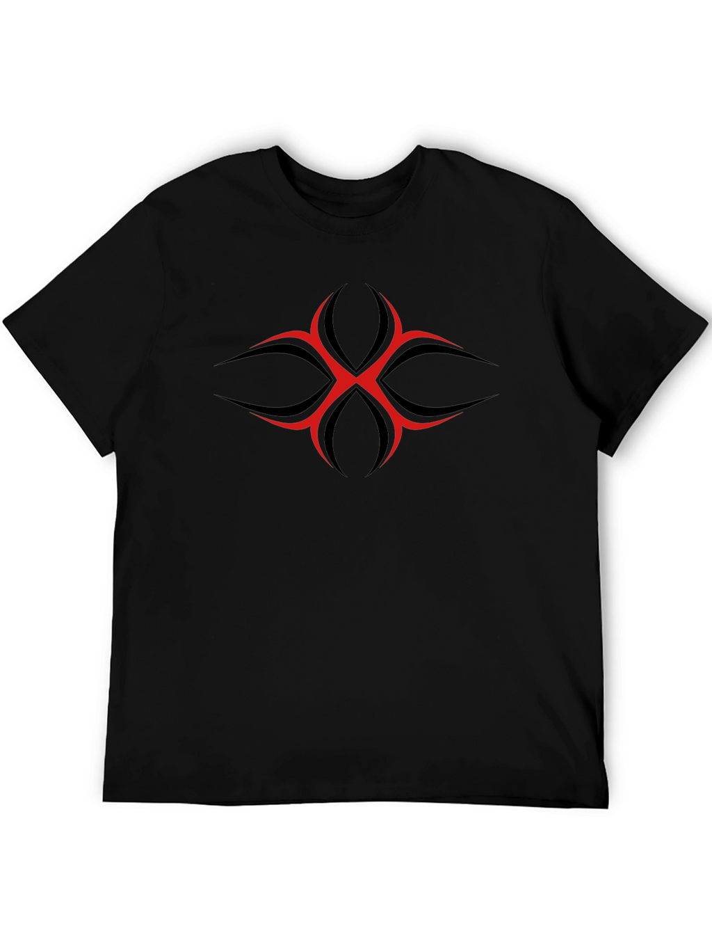 Mens Black T-Shirt with Red Tribal Graphic