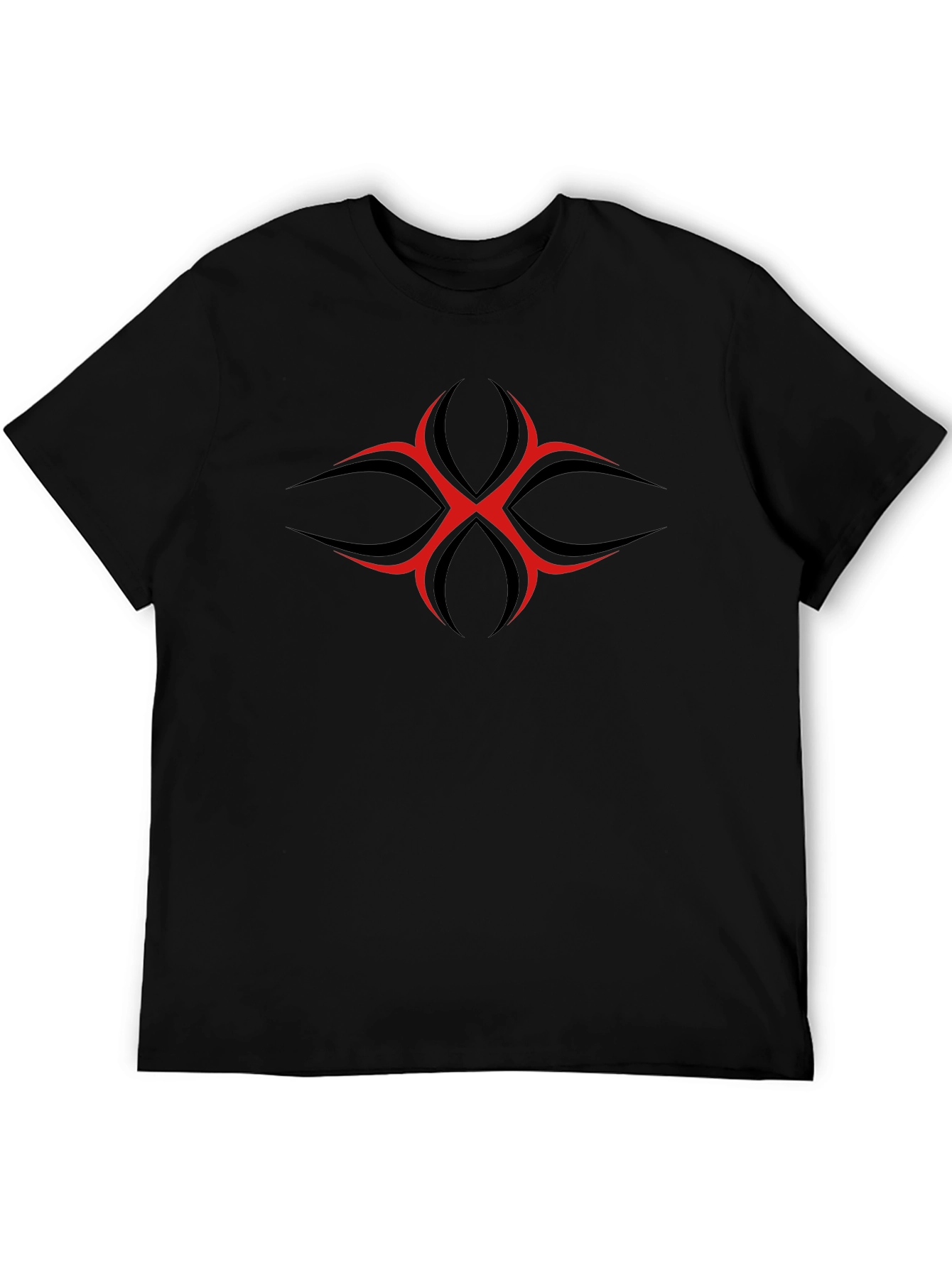 Mens Black T-Shirt with Red Tribal Graphic