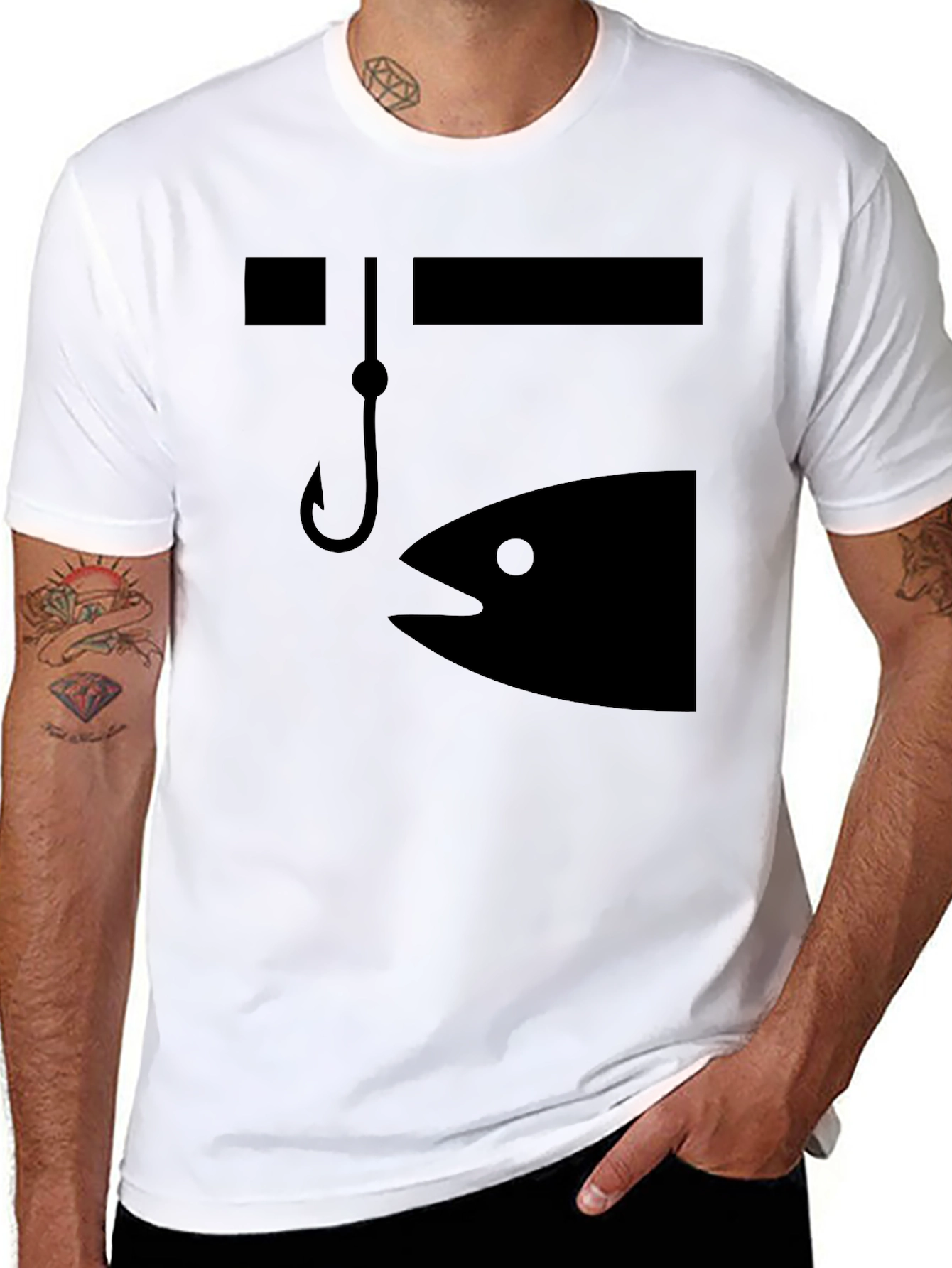 Fishing Graphic Tee - Bait & Hook Design
